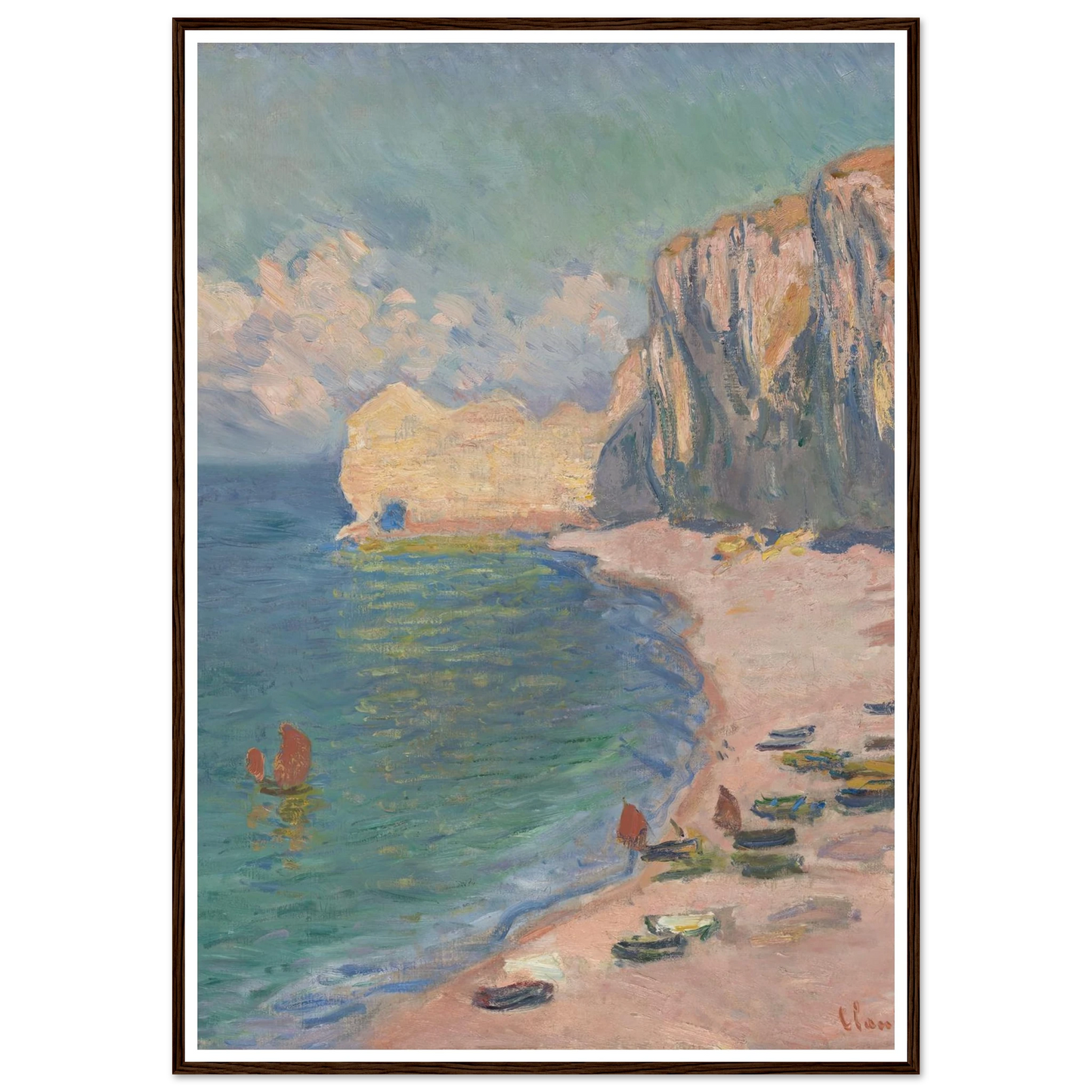 Étretat, The Beach and the Falaise d’Amont (1885) Art Print | Claude Monet-Quipham Collections