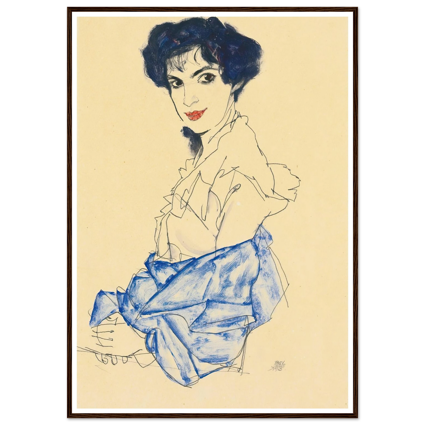 Elisabeth Lederer, Seated With Hands Folded (1913) Art Print | Egon Schiele-Quipham Collections