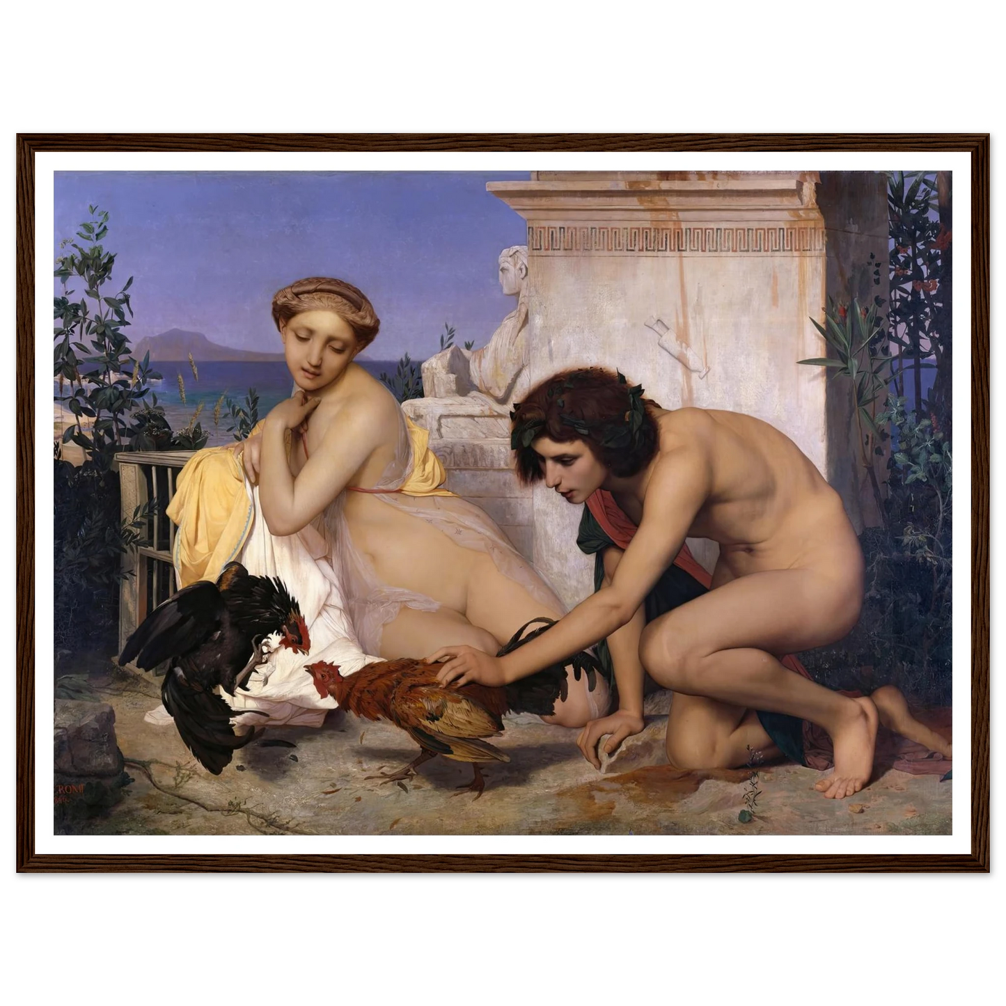 Young Greeks Attending a Cock Fight (1846) Art Print | Jean Leon Gerome-Quipham Collections