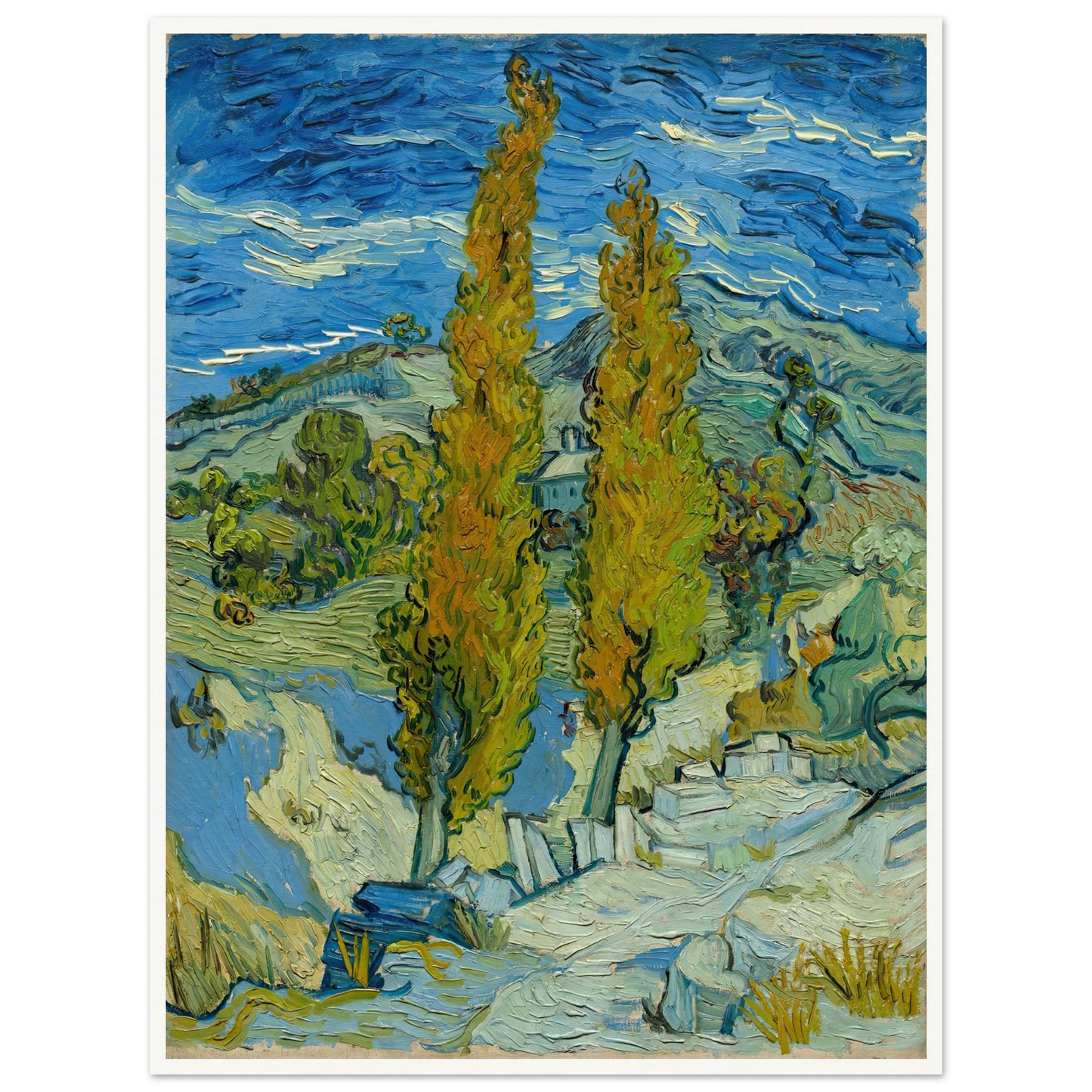 Two Poplars in the Alpilles near Saint-Rémy (1889) Art Print | Vincent van Gogh-Quipham Collections