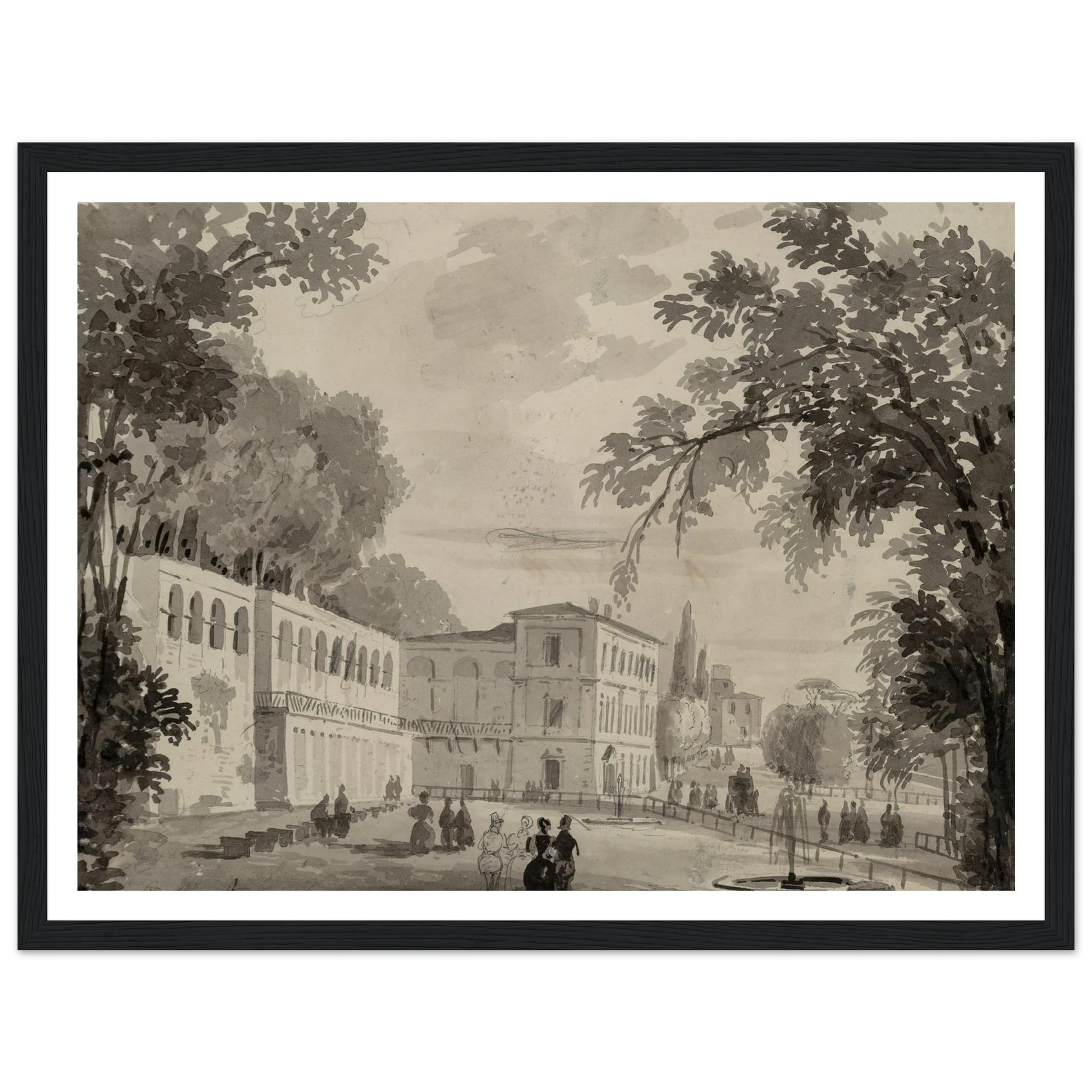 Veduta of the Aqueduct and Aranciera of the Villa Borghese, Rome Art Print | Ippolito Caffi-Quipham Collections