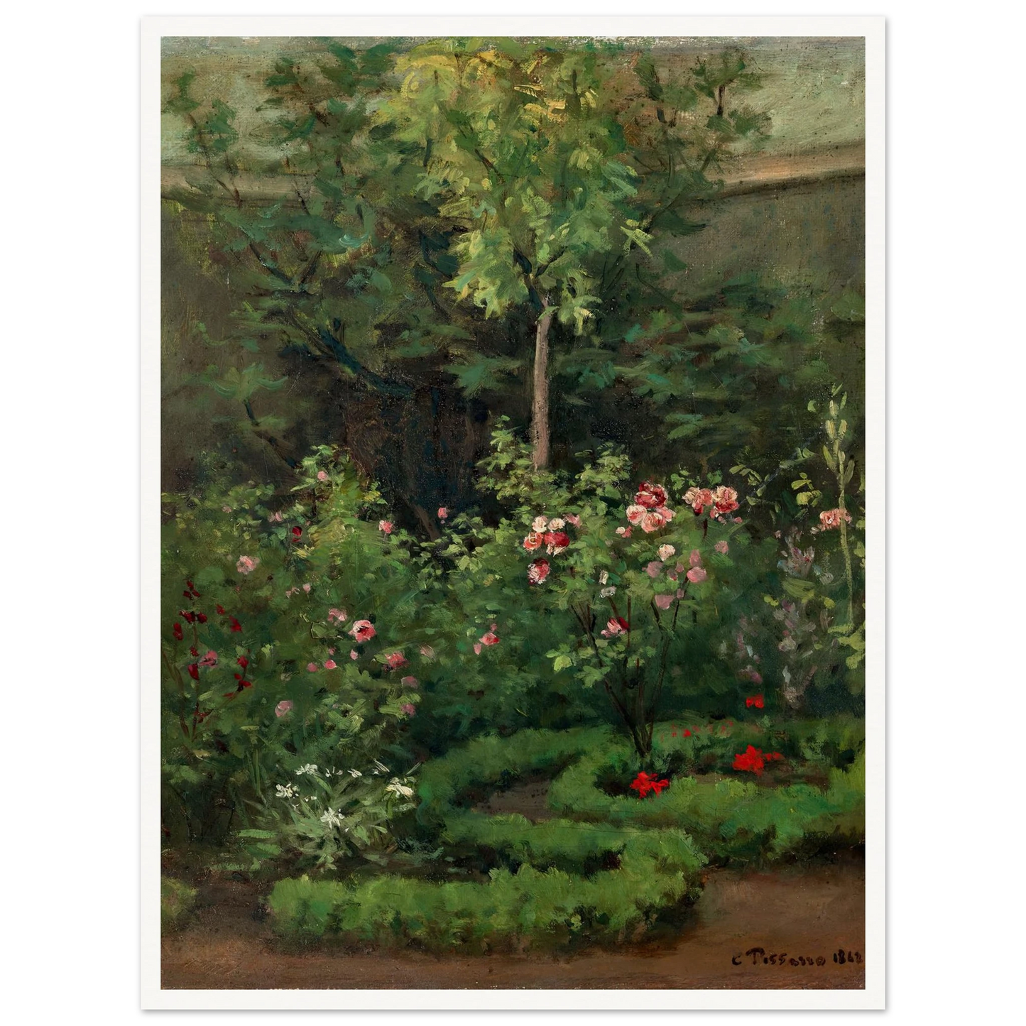 A Rose Garden (1862) Art Print | Camille Pissarro-Quipham Collections