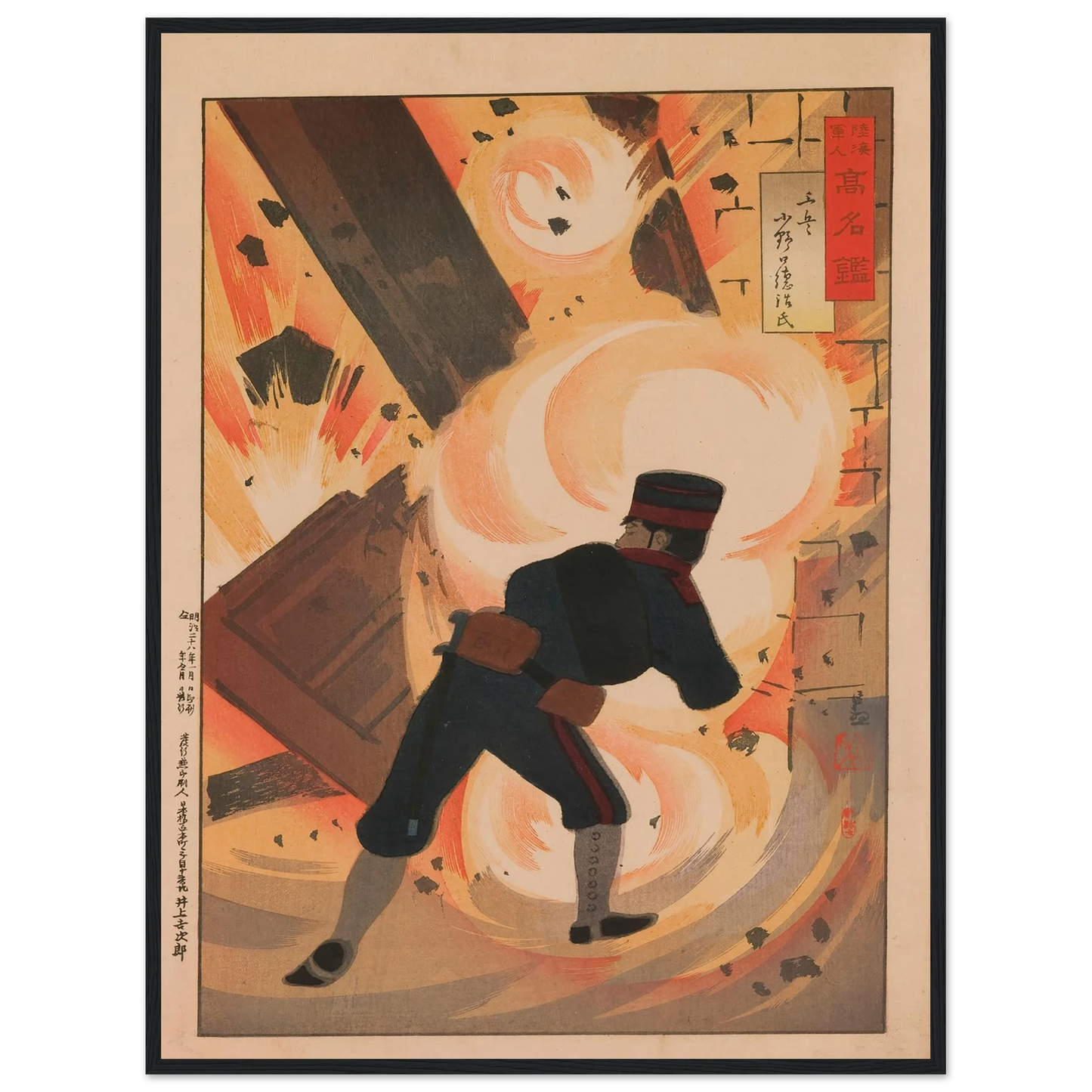 Engineer Lieutenant Onoguchi Tokuji, from the Series ‘Mirror of Famous Army and Navy Men’ (1895) Art Print | Kobayashi Kiyochika-Quipham Collections