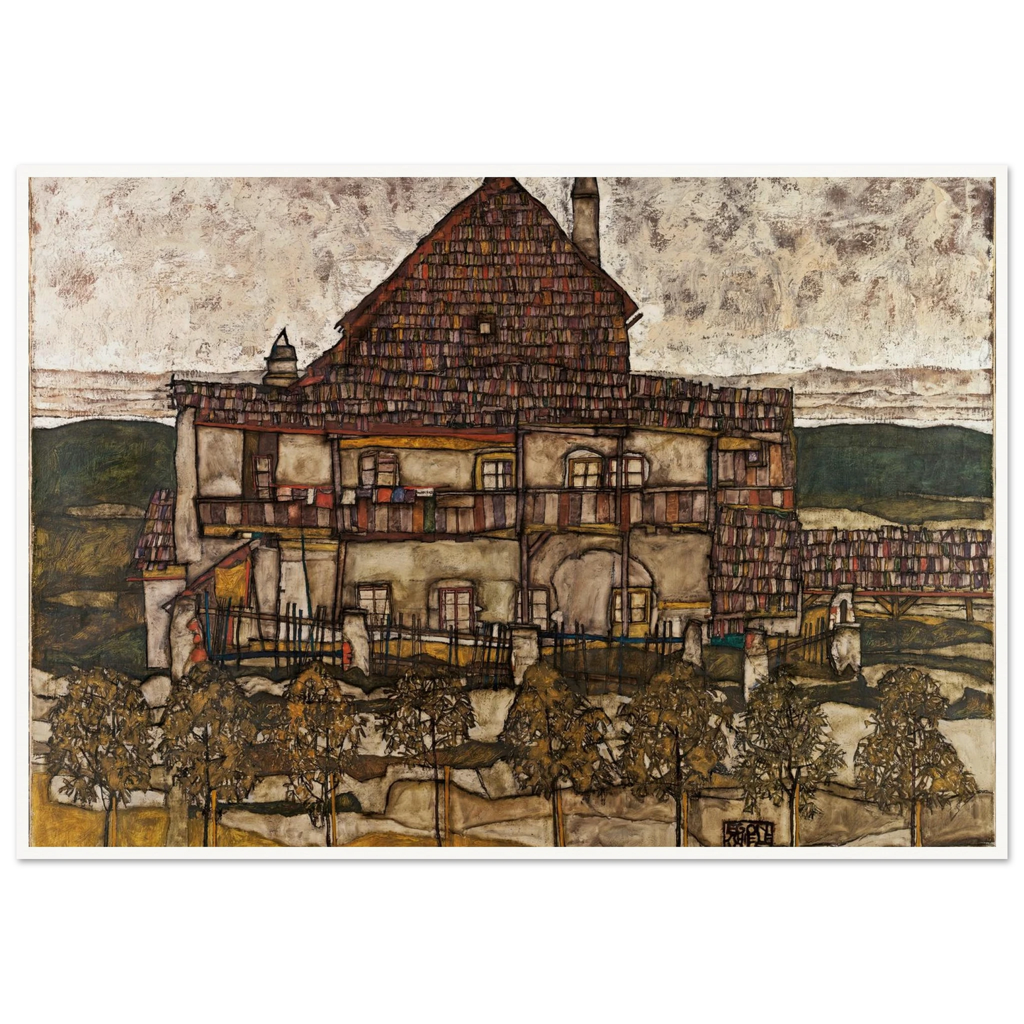 House with Shingle Roof (Old House II) (1915) Art Print | Egon Schiele-Quipham Collections