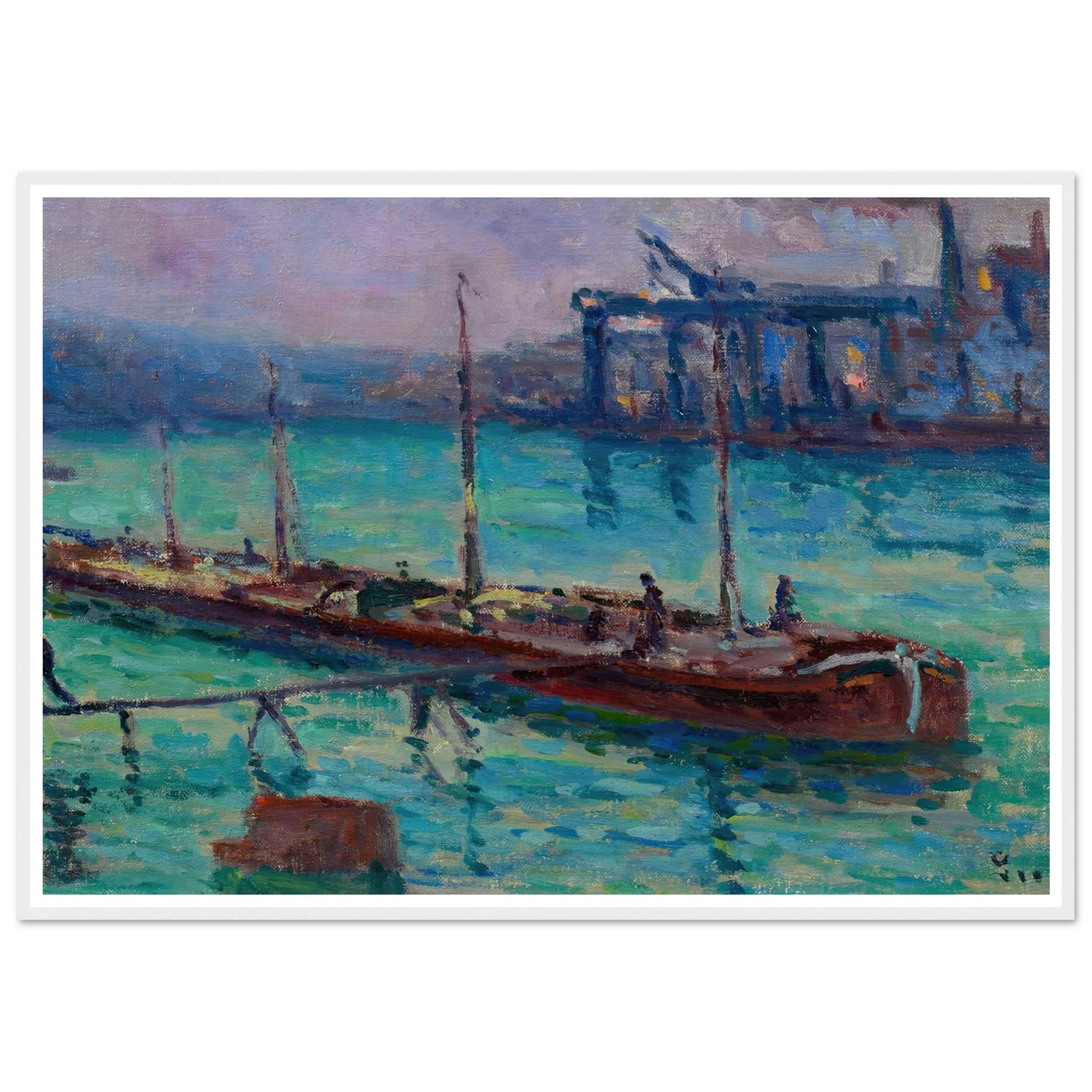 Péniche Au Bord De La Seine (circa 1910) Art Print | Maximilien Luce-Quipham Collections