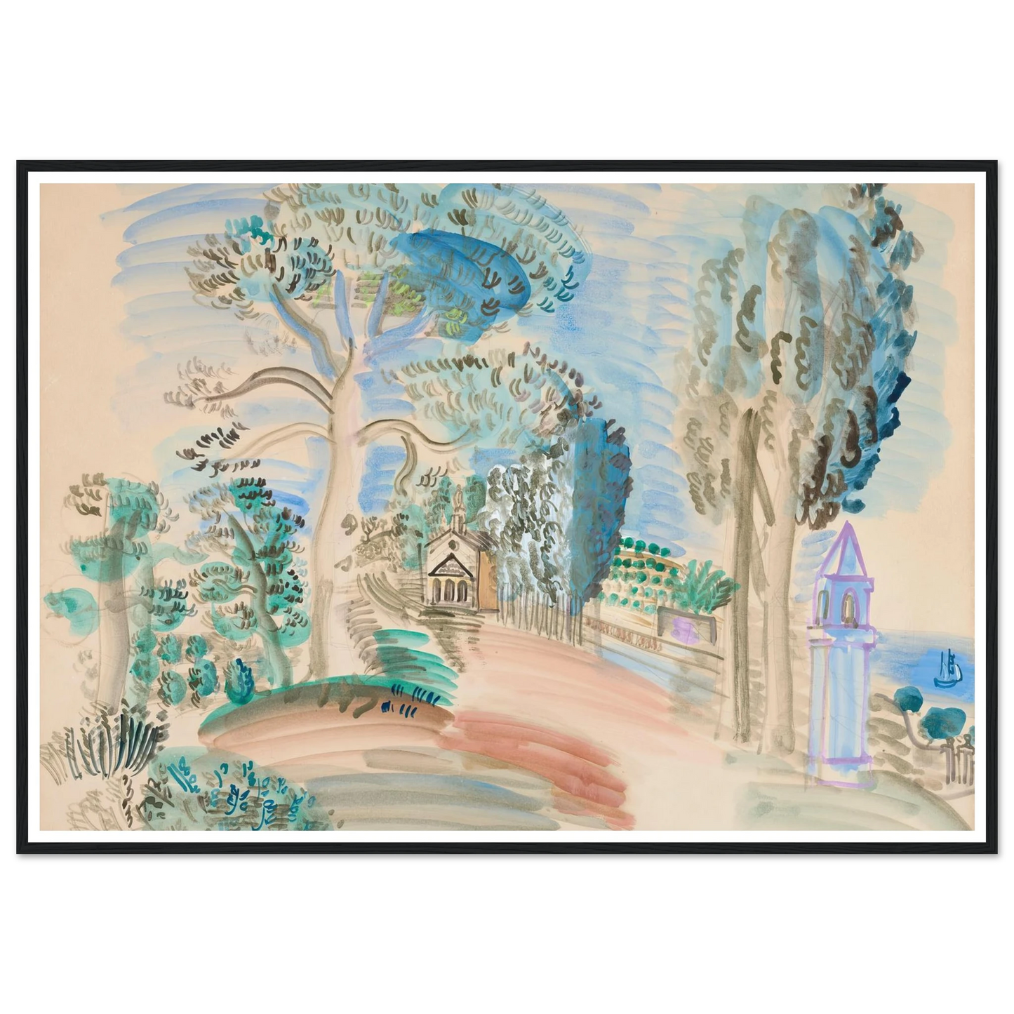La Chapelle à Golfe Juan (circa 1923) Art Print | Raoul Dufy-Quipham Collections