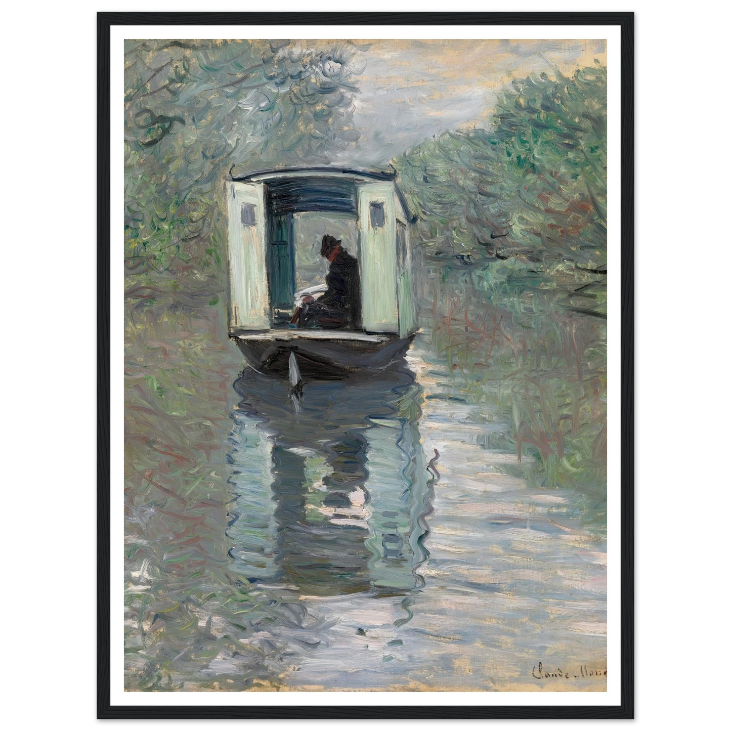 The Studio Boat (Le Bateau-atelier) (1876) Art Print | Claude Monet-Quipham Collections