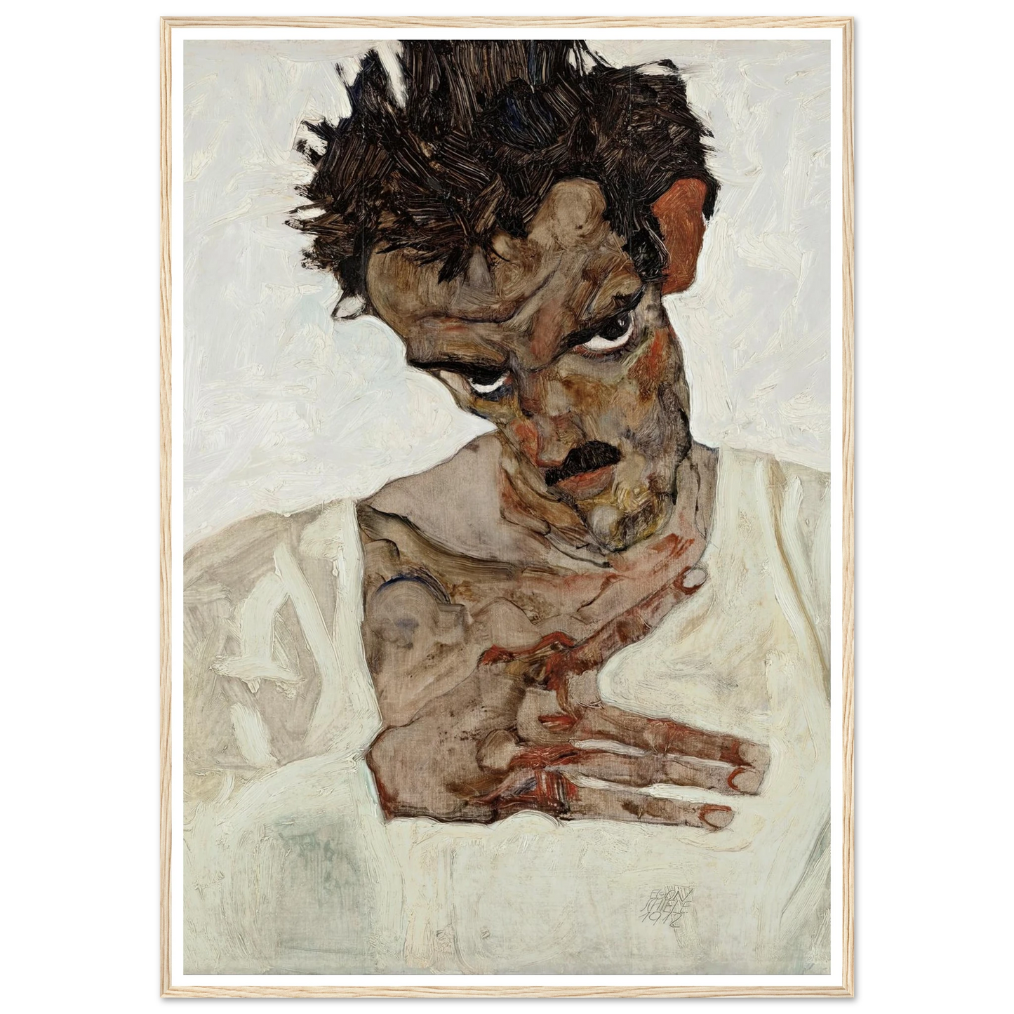 Self-Portrait With Lowered Head (1912) Art Print | Egon Schiele-Quipham Collections