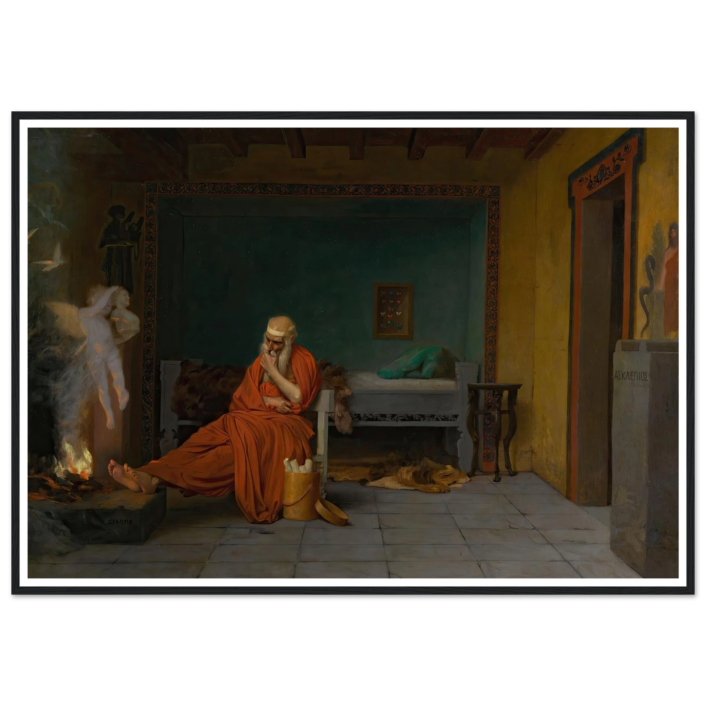 The Poet Dreams of Cupid by the Fire Art Print | Jean Leon Gerome-Quipham Collections