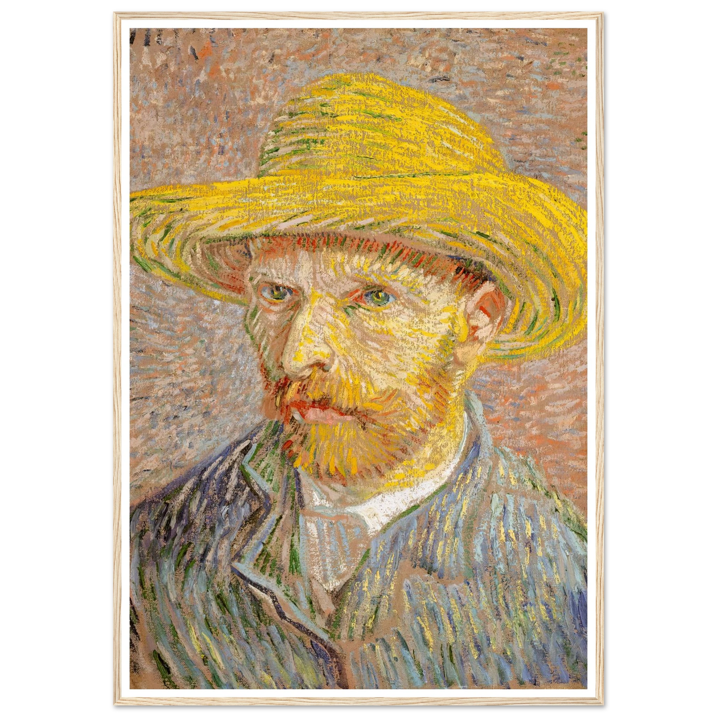 Self-Portrait with a Straw Hat (1887) Art Print | Vincent van Gogh-Quipham Collections
