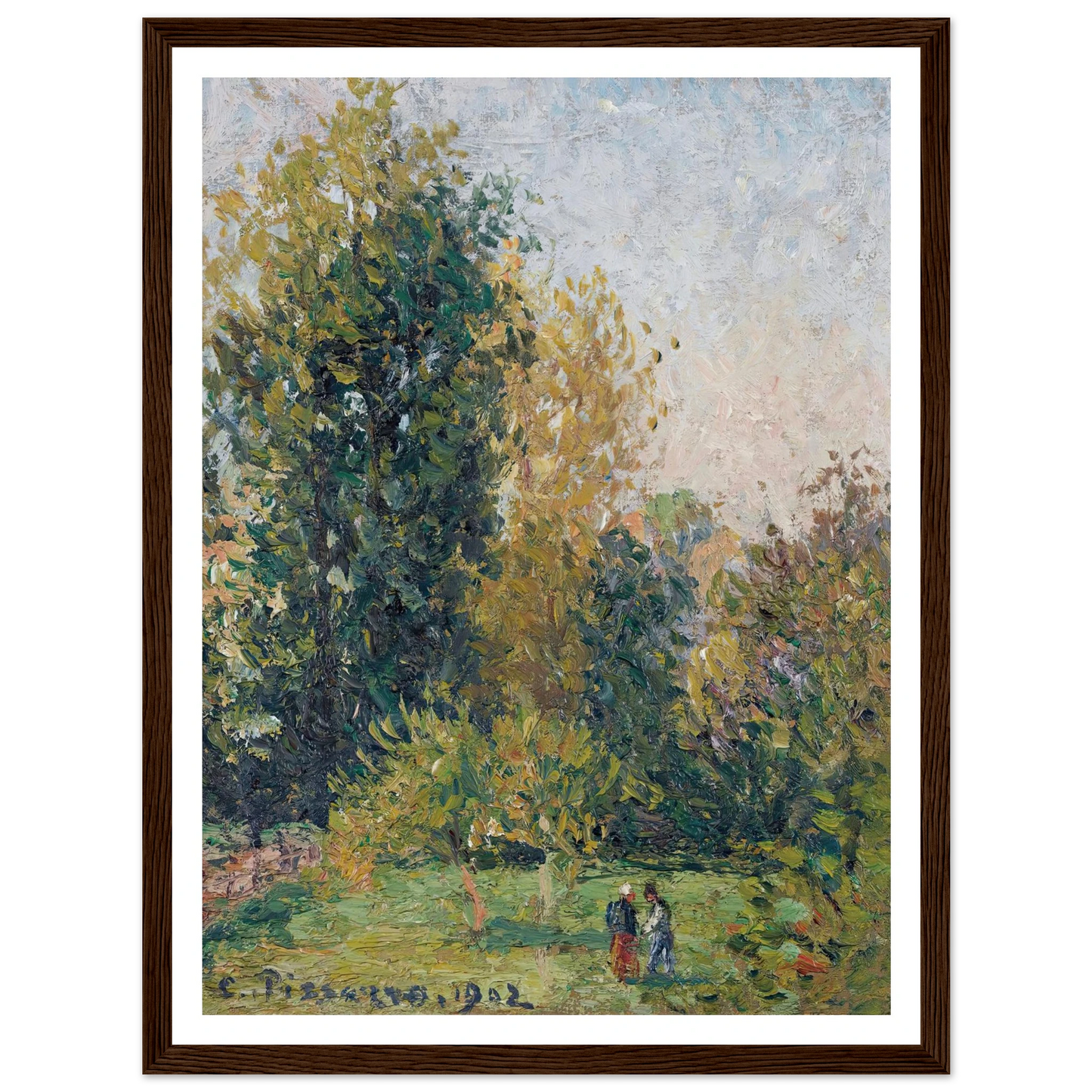 Paysage Avec Deux Personnages, Éragny, Automne (1902) Art Print | Camille Pissarro-Quipham Collections