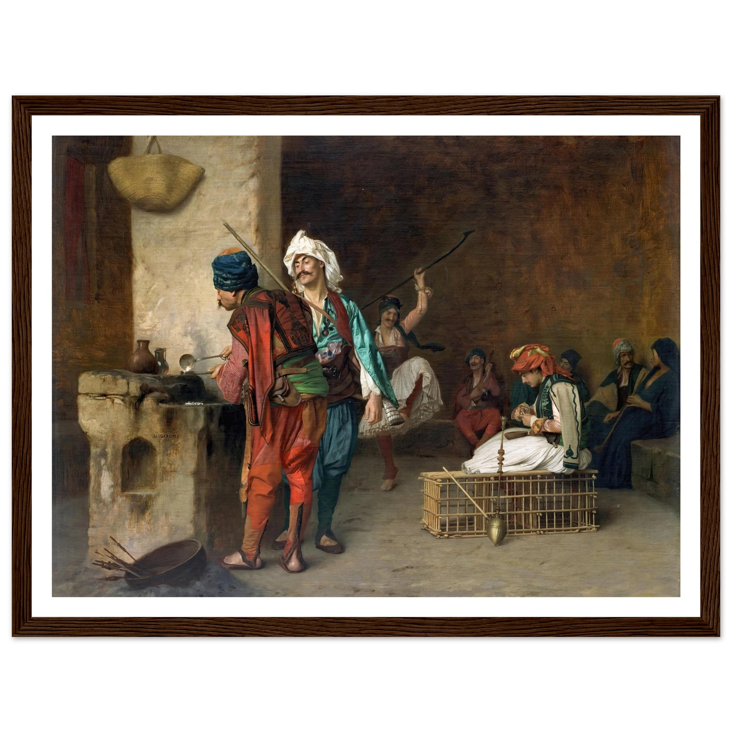 Cafe House-Cairo (Casting Bullets) (1884 or earlier) Art Print | Jean Leon Gerome - Framed Poster - 30x40 cm / 12x16″ - Black frame