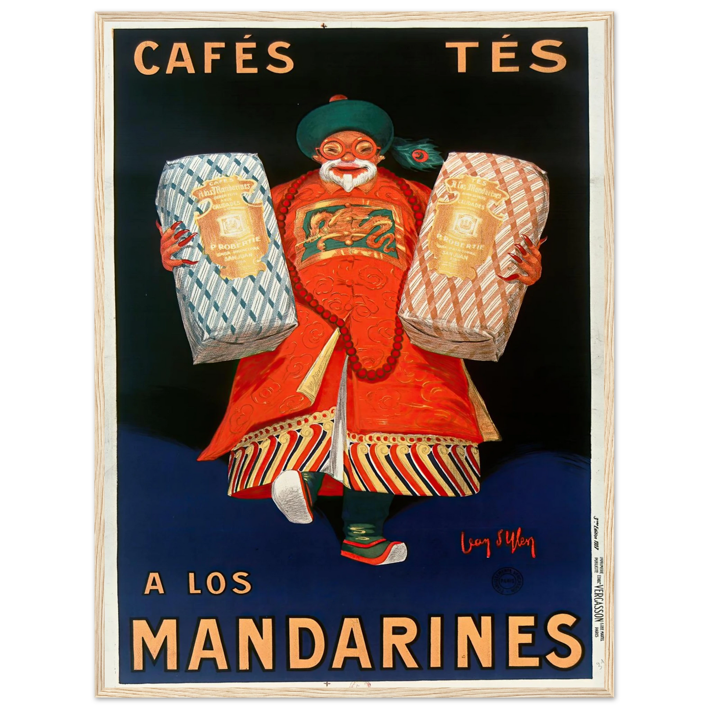 Cafés tés a los Mandarines (1927) Art Print | Jean Dylen - Framed Poster - 45x60 cm / 18x24″ - Black frame