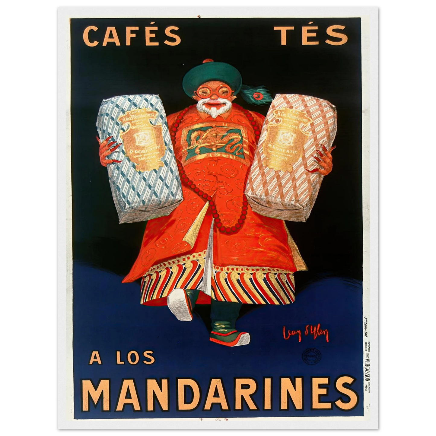 Cafés tés a los Mandarines (1927) Art Print | Jean Dylen - Framed Poster - 45x60 cm / 18x24″ - Black frame