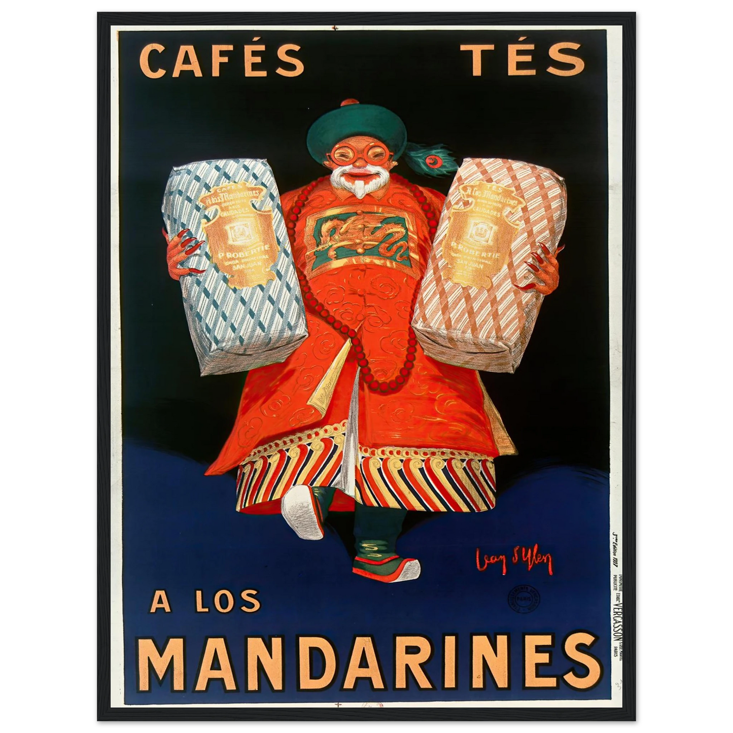Cafés tés a los Mandarines (1927) Art Print | Jean Dylen - Framed Poster - 45x60 cm / 18x24″ - Black frame