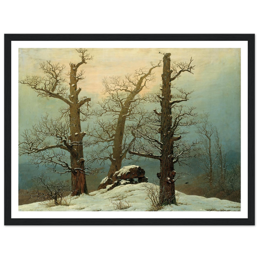Cairn in Snow Art Print | Caspar David Friedrich - Framed Poster - 30x40 cm / 12x16″ - Black frame