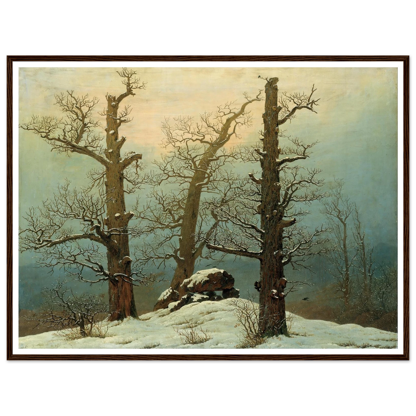Cairn in Snow Art Print | Caspar David Friedrich - Framed Poster - 30x40 cm / 12x16″ - Black frame