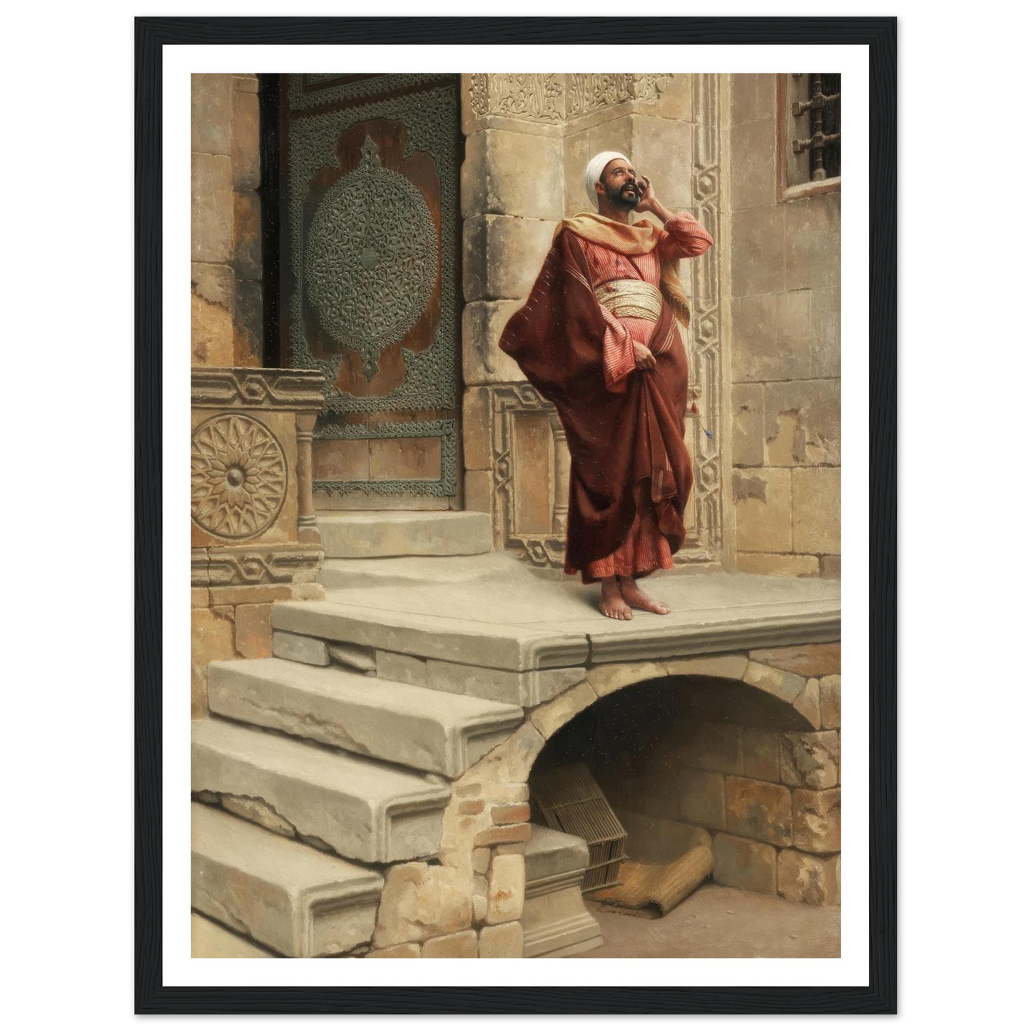 Calling the Faithful (1893) Art Print | Ludwig Deutsch - Framed Poster - 30x40 cm / 12x16″ - Black frame