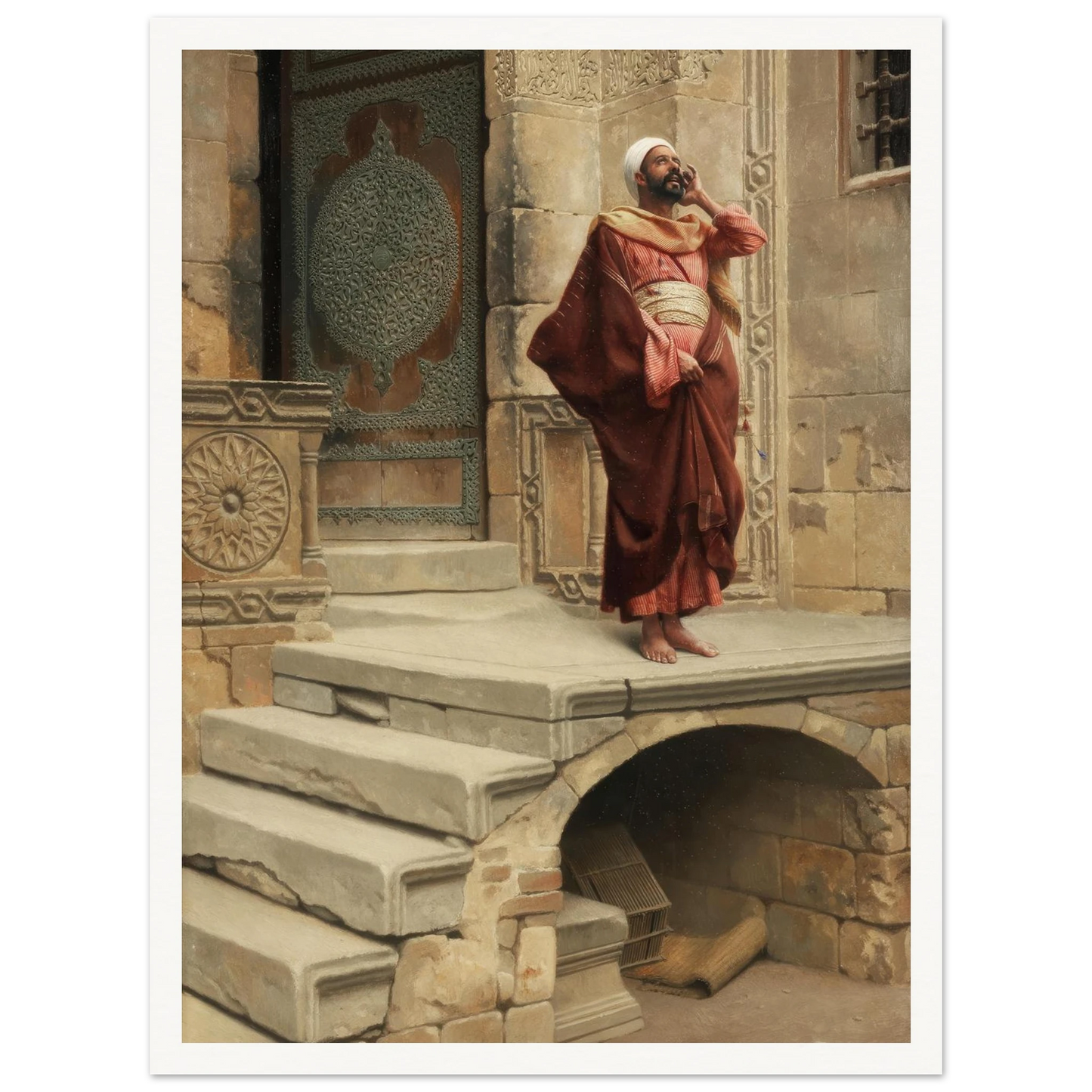 Calling the Faithful (1893) Art Print | Ludwig Deutsch - Framed Poster - 30x40 cm / 12x16″ - Black frame