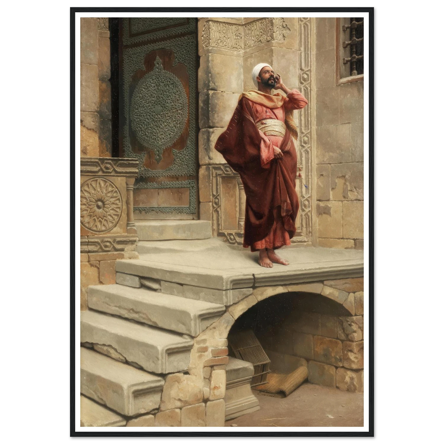 Calling the Faithful (1893) Art Print | Ludwig Deutsch - Framed Poster - 30x40 cm / 12x16″ - Black frame