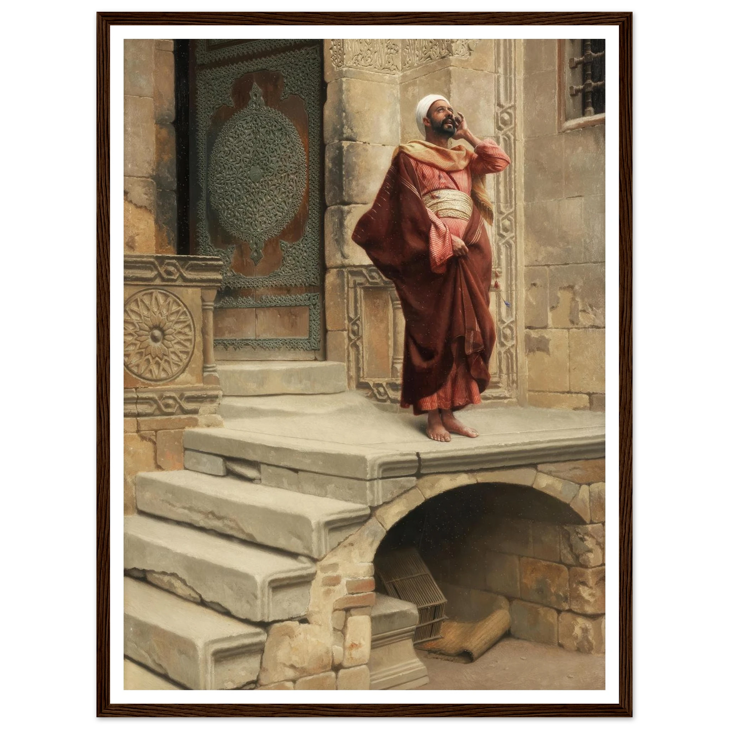 Calling the Faithful (1893) Art Print | Ludwig Deutsch - Framed Poster - 30x40 cm / 12x16″ - Black frame