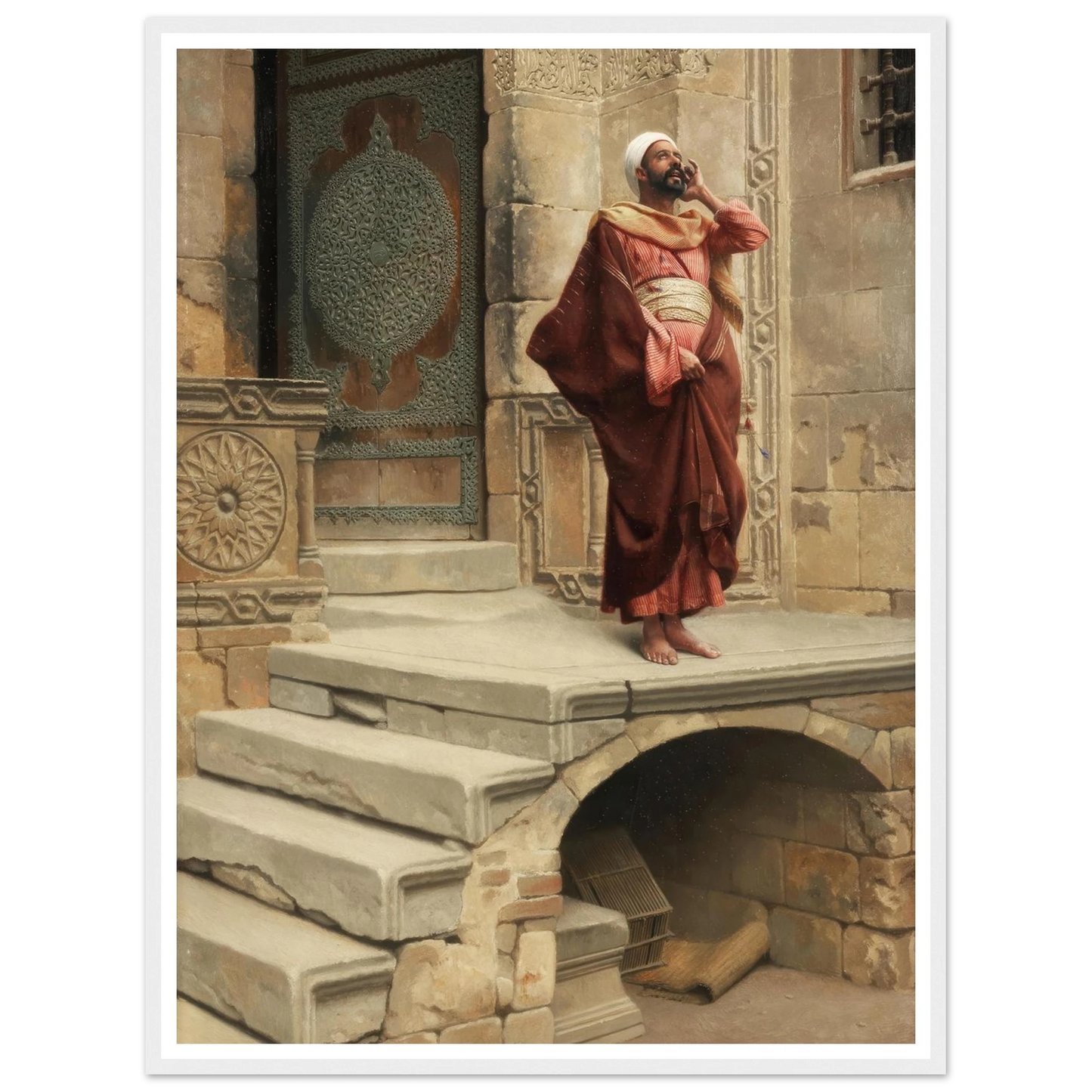 Calling the Faithful (1893) Art Print | Ludwig Deutsch - Framed Poster - 30x40 cm / 12x16″ - Black frame