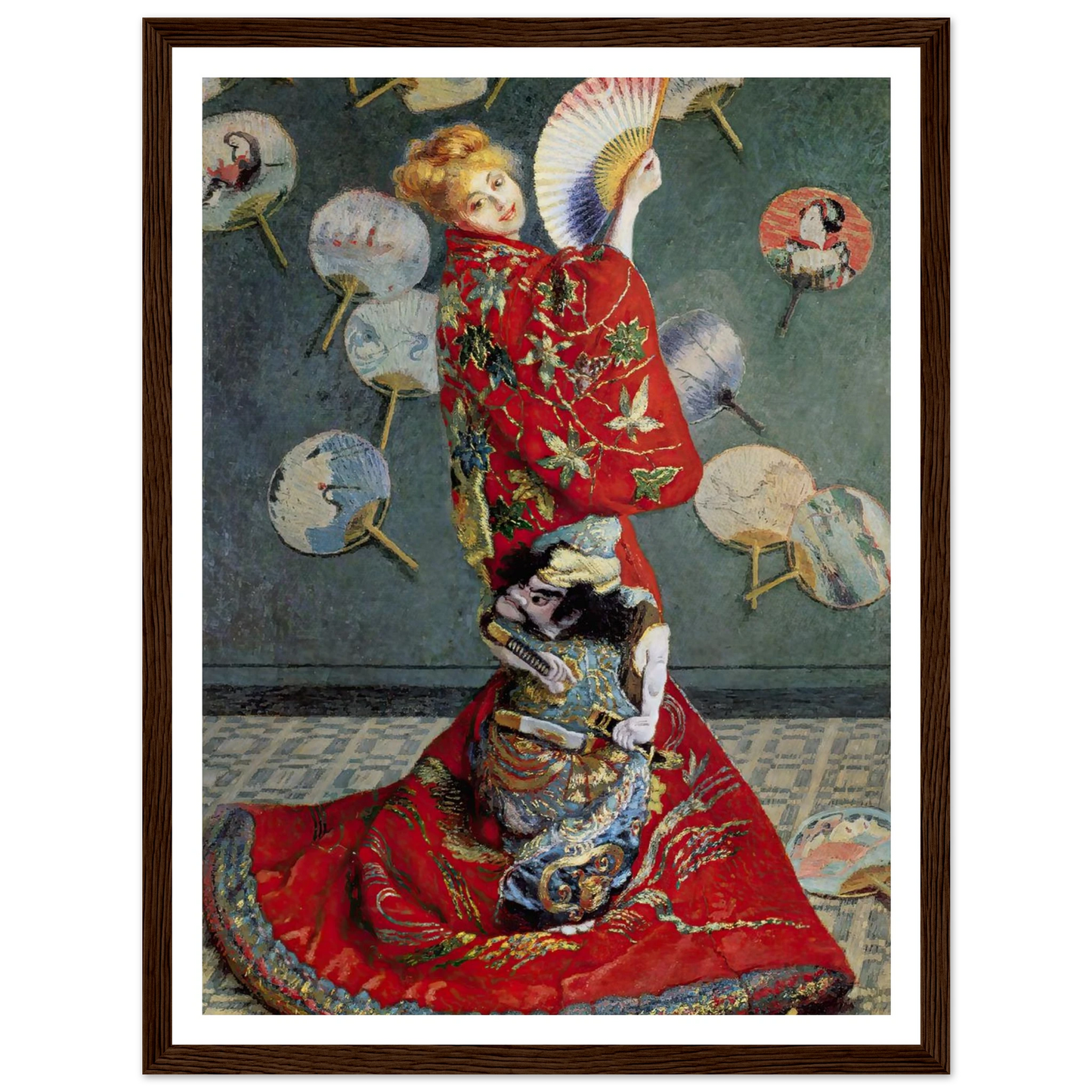 Camille Monet In Japanese Costume (1876) Art Print | Claude Monet - Framed Poster - 30x40 cm / 12x16″ - Black frame