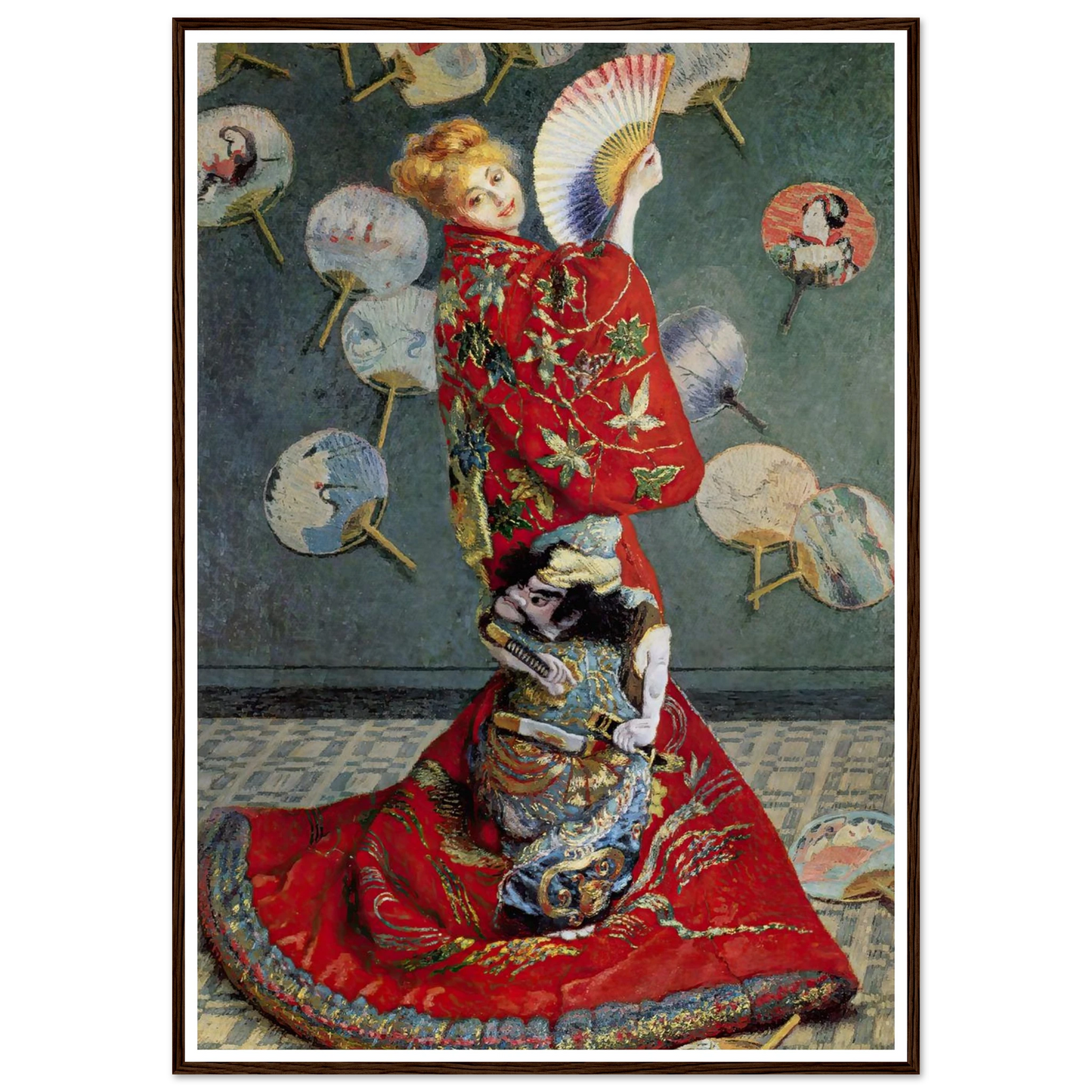 Camille Monet In Japanese Costume (1876) Art Print | Claude Monet - Framed Poster - 30x40 cm / 12x16″ - Black frame