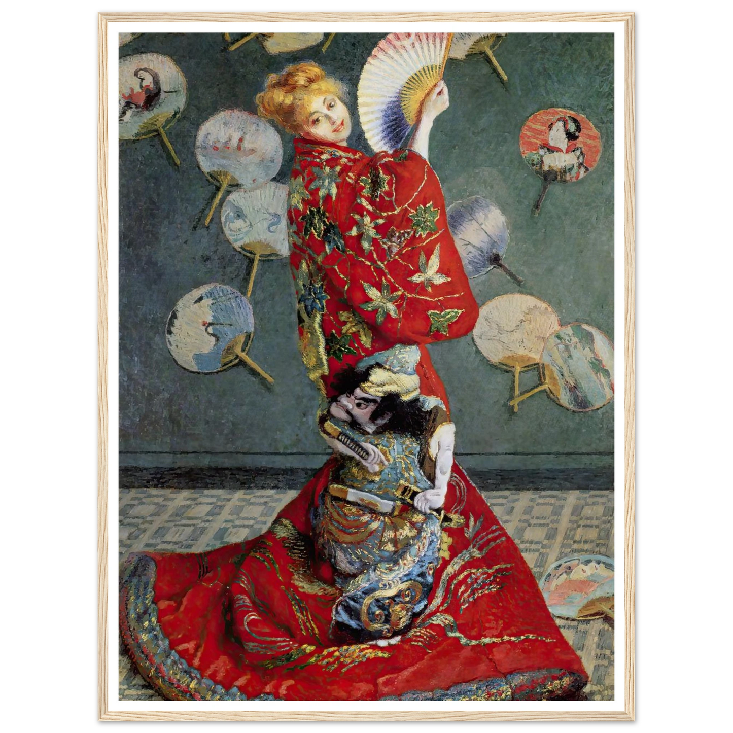 Camille Monet In Japanese Costume (1876) Art Print | Claude Monet - Framed Poster - 30x40 cm / 12x16″ - Black frame