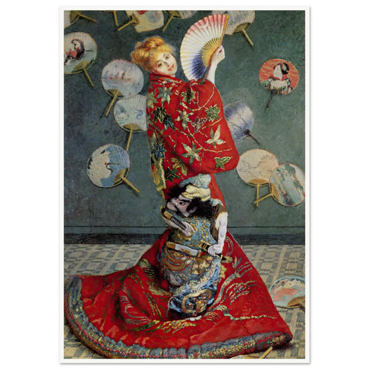 Camille Monet In Japanese Costume (1876) Art Print | Claude Monet - Framed Poster - 30x40 cm / 12x16″ - Black frame