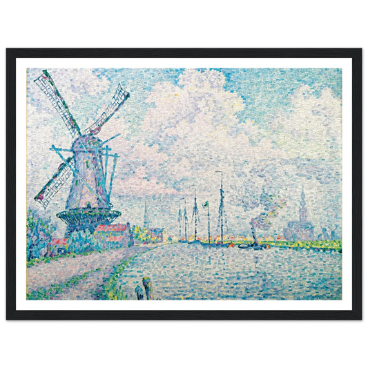 Canal of Overschie Art Print | Paul Signac - Framed Poster - 30x40 cm / 12x16″ - Black frame