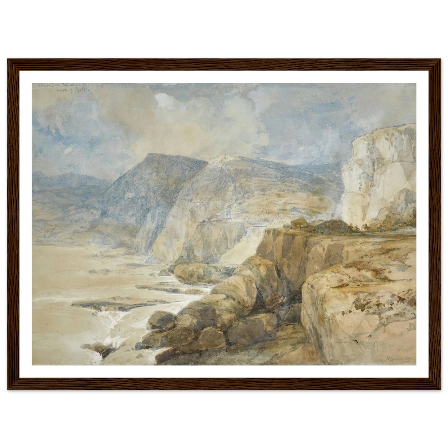 Cape Blanco, Lebanon (1839) Art Print | David Roberts - Framed Poster - 30x40 cm / 12x16″ - Black frame