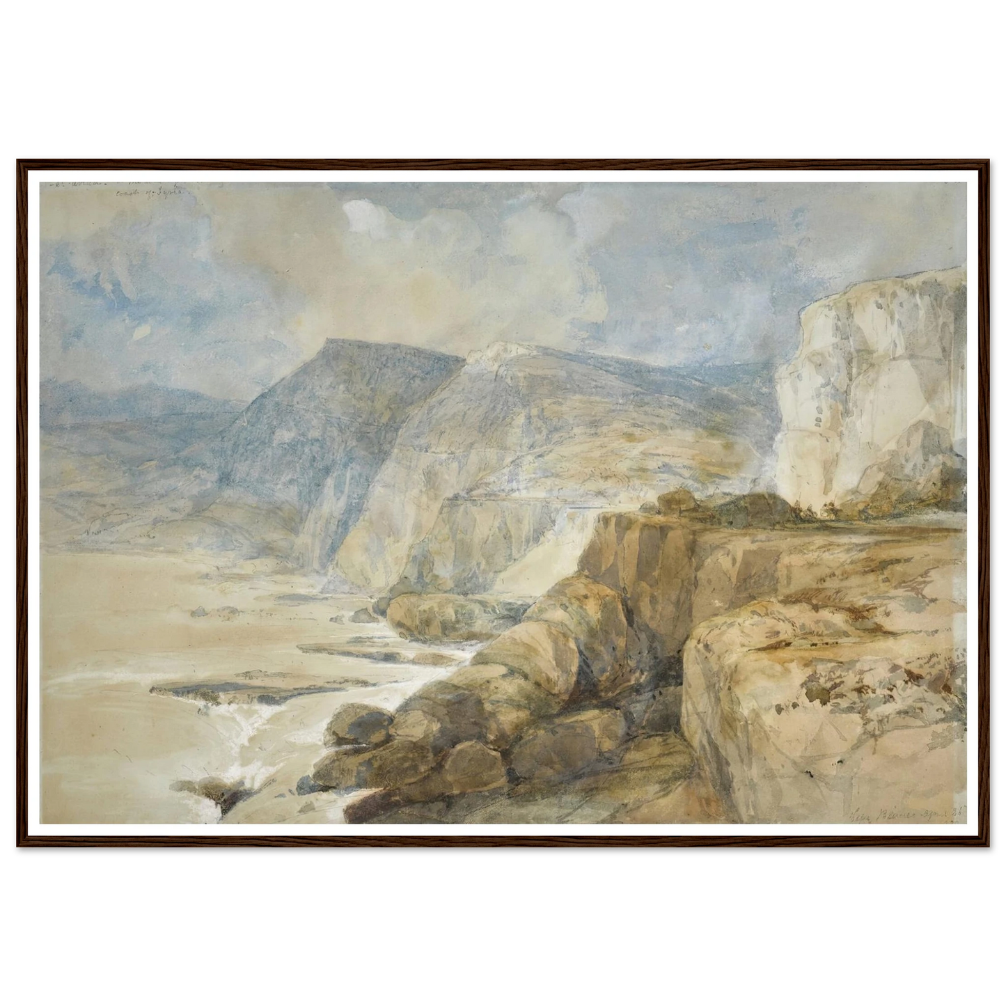 Cape Blanco, Lebanon (1839) Art Print | David Roberts - Framed Poster - 30x40 cm / 12x16″ - Black frame