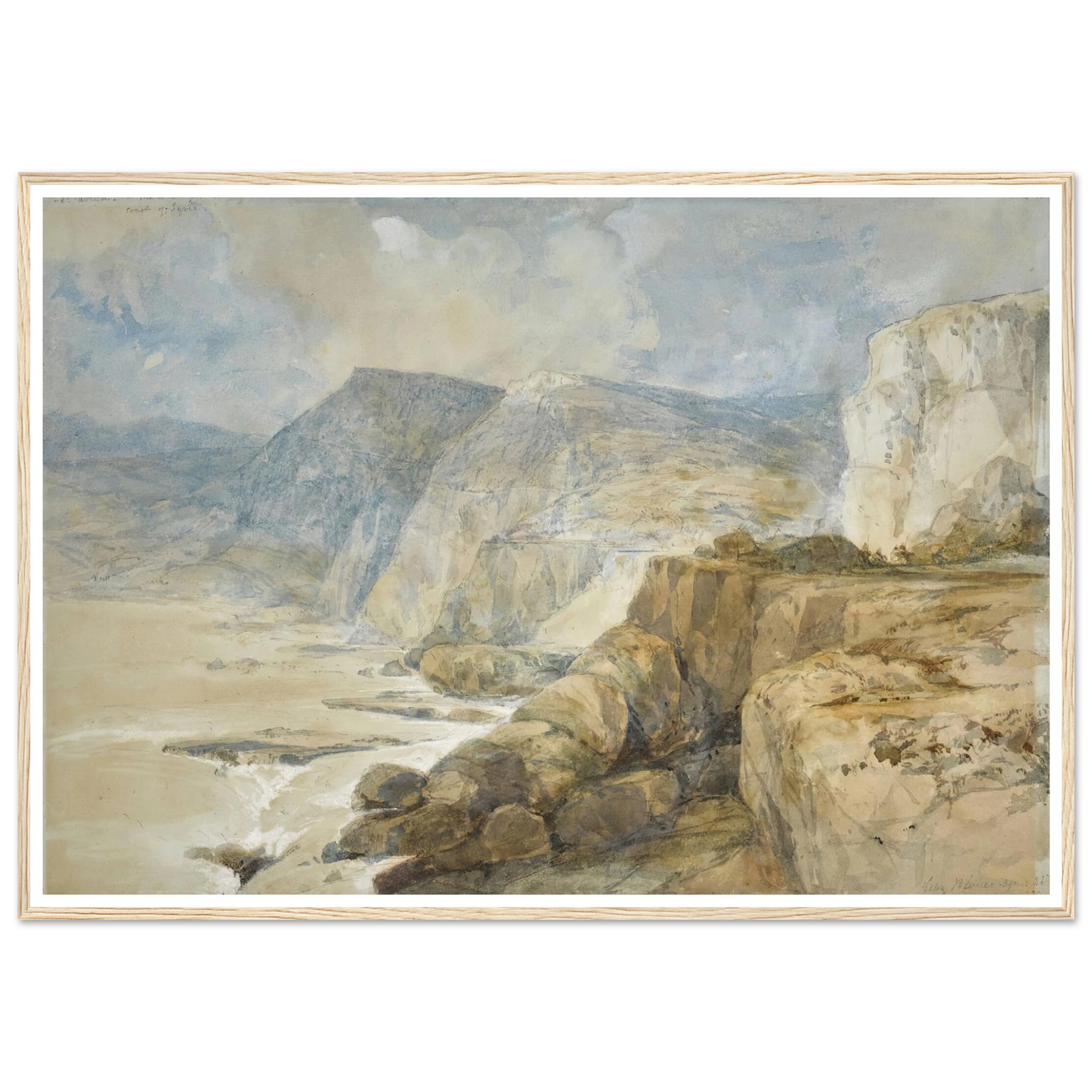 Cape Blanco, Lebanon (1839) Art Print | David Roberts - Framed Poster - 30x40 cm / 12x16″ - Black frame