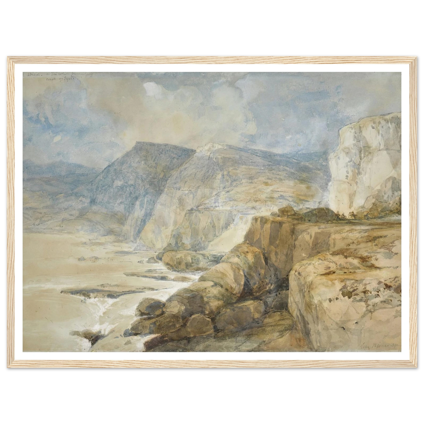 Cape Blanco, Lebanon (1839) Art Print | David Roberts - Framed Poster - 30x40 cm / 12x16″ - Black frame