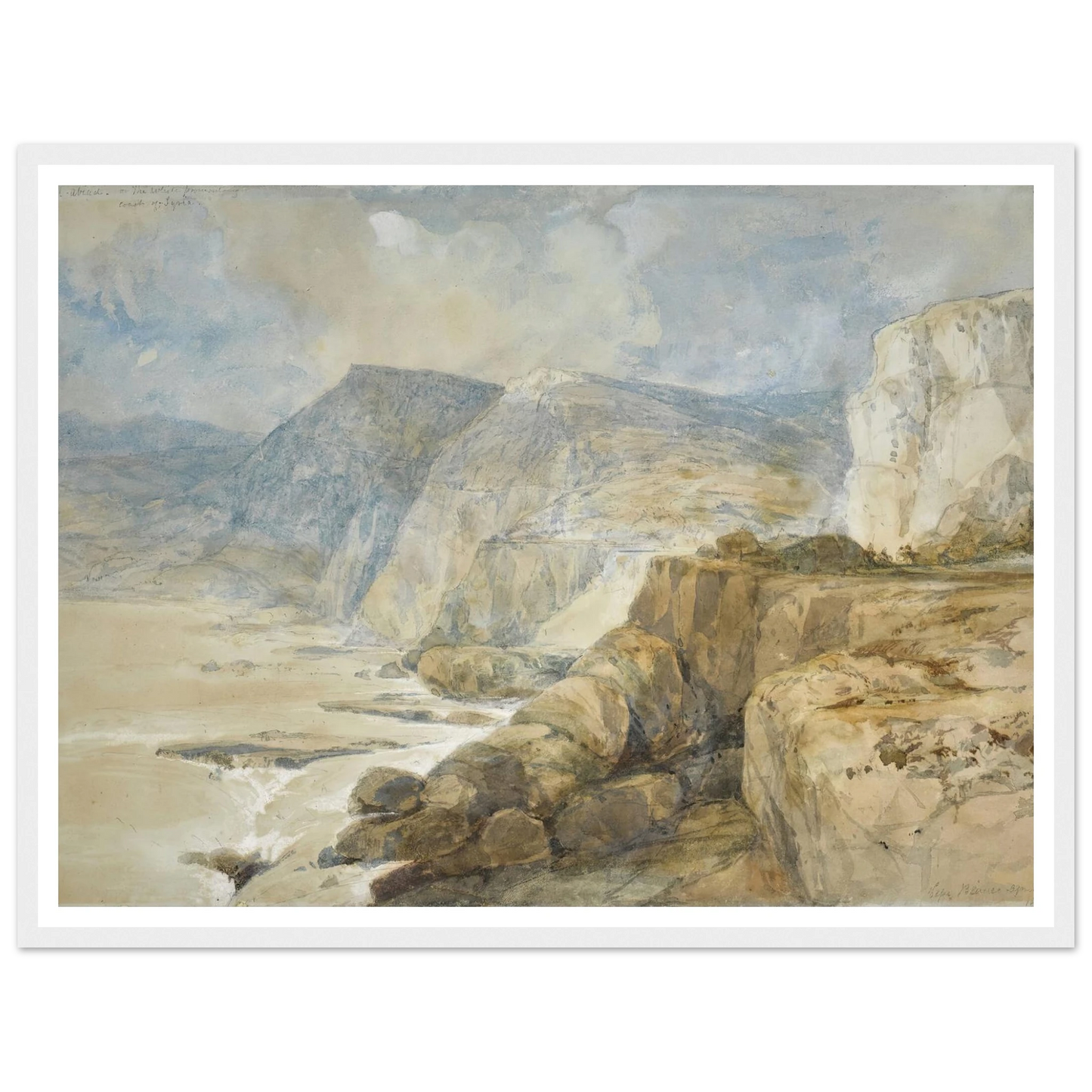 Cape Blanco, Lebanon (1839) Art Print | David Roberts - Framed Poster - 30x40 cm / 12x16″ - Black frame