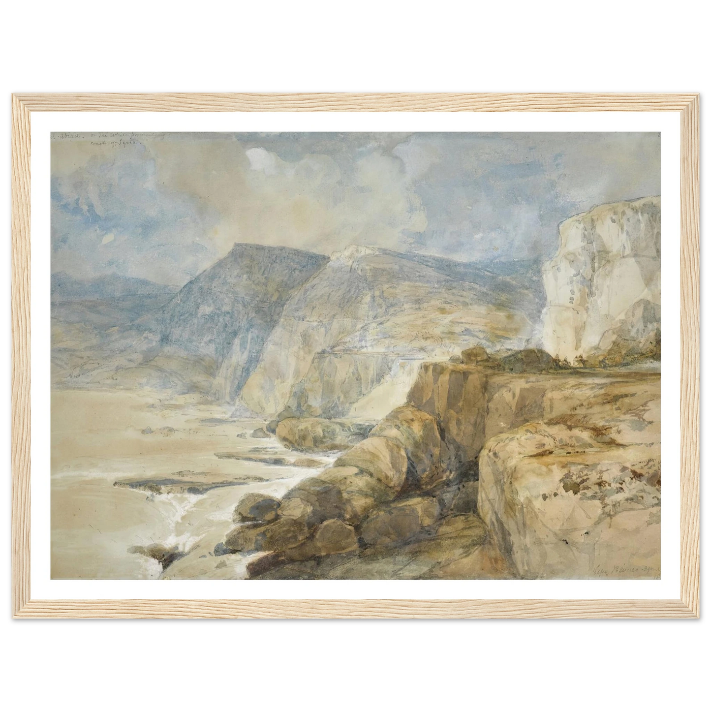 Cape Blanco, Lebanon (1839) Art Print | David Roberts - Framed Poster - 30x40 cm / 12x16″ - Black frame