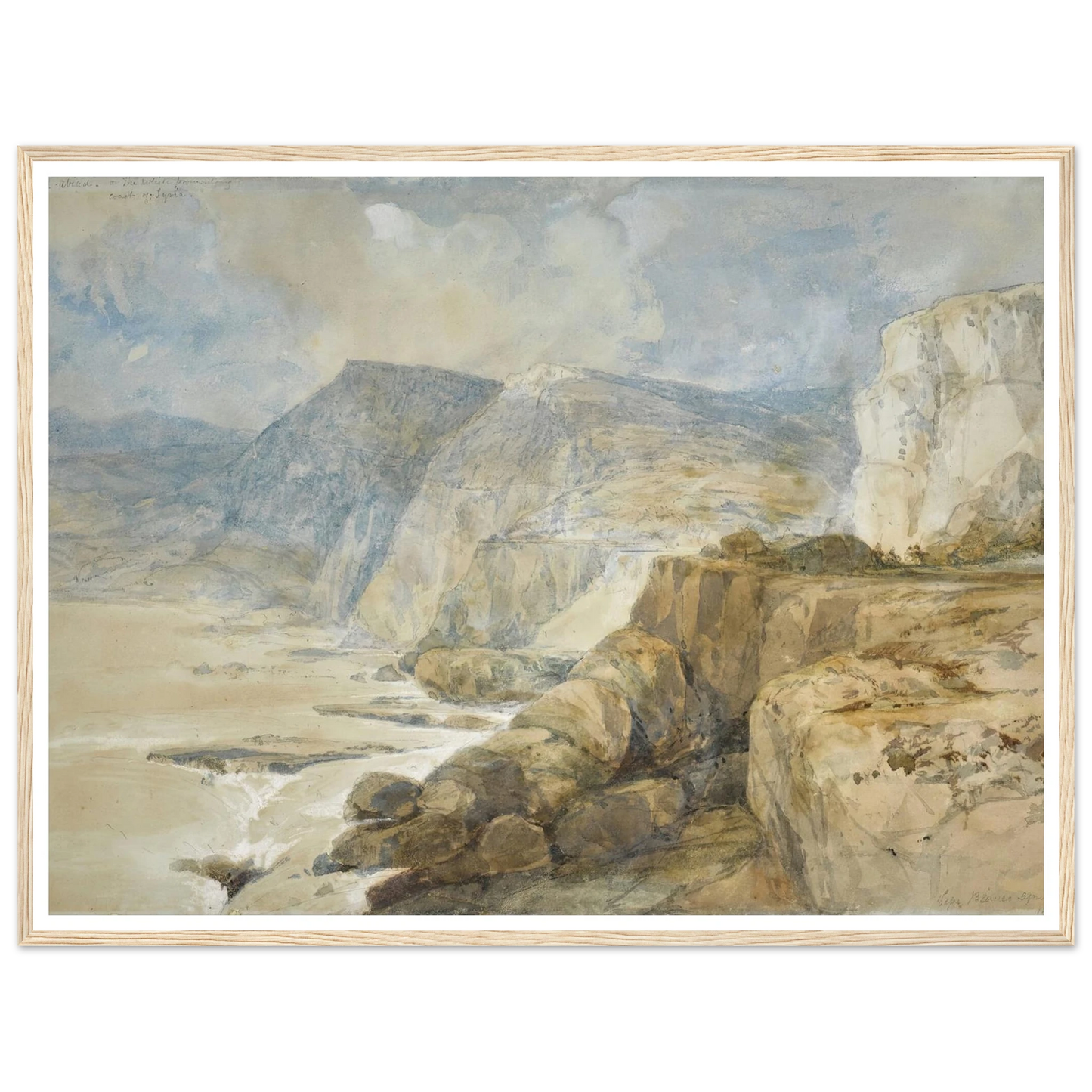 Cape Blanco, Lebanon (1839) Art Print | David Roberts - Framed Poster - 30x40 cm / 12x16″ - Black frame