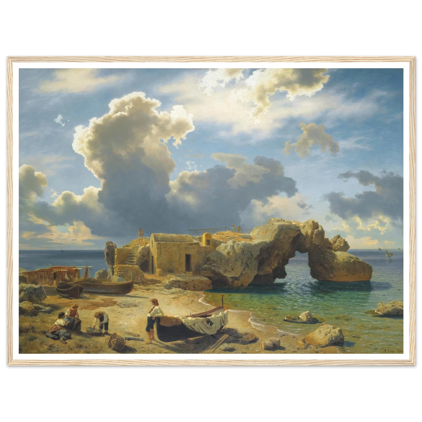 Capri ( 1864) Art Print | August Wilhelm Leu - Framed Poster - 30x40 cm / 12x16″ - Black frame