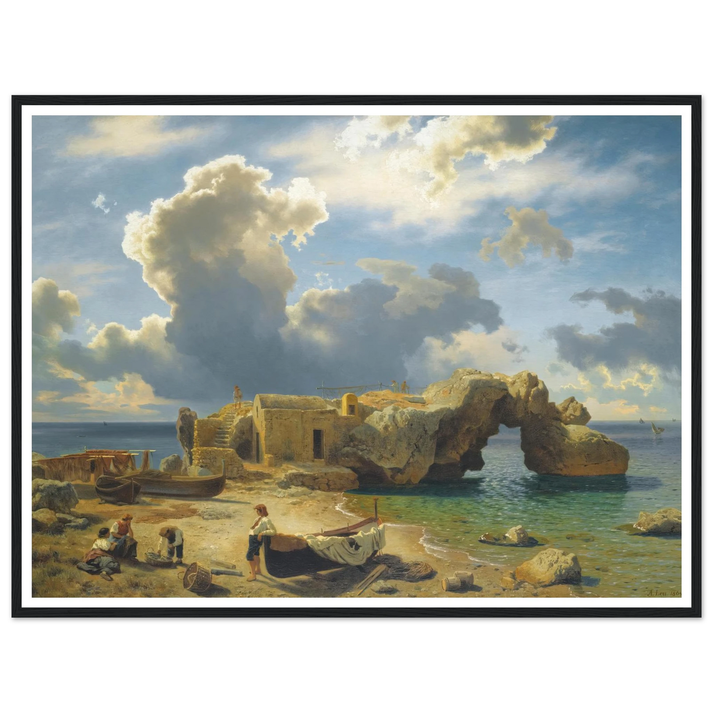 Capri ( 1864) Art Print | August Wilhelm Leu - Framed Poster - 30x40 cm / 12x16″ - Black frame