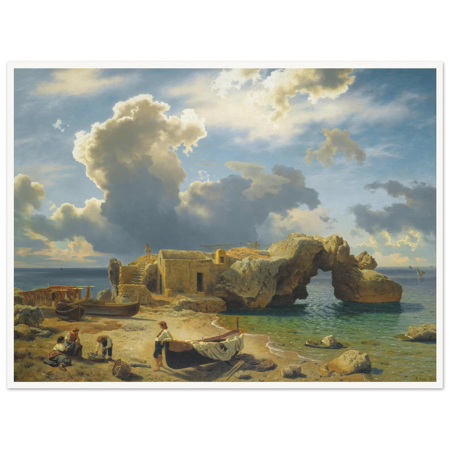 Capri ( 1864) Art Print | August Wilhelm Leu - Framed Poster - 30x40 cm / 12x16″ - Black frame