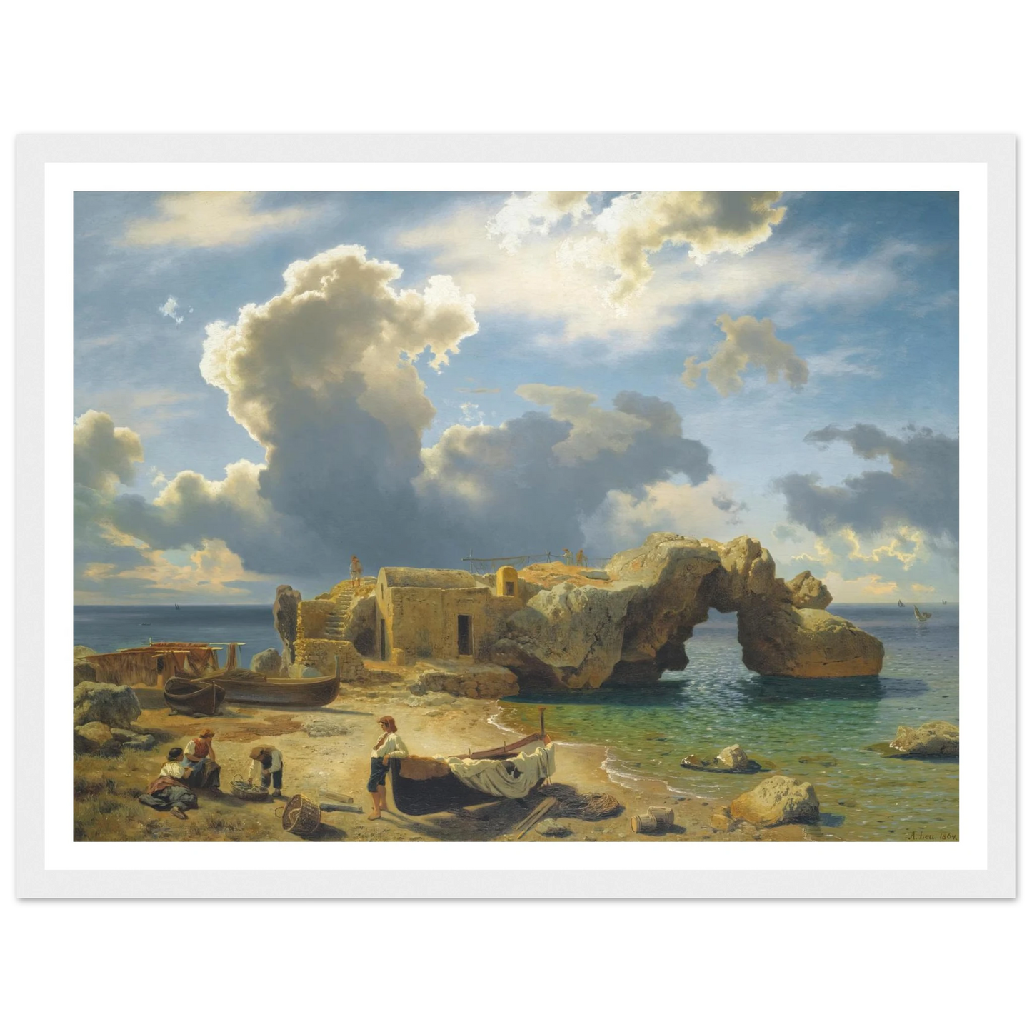 Capri ( 1864) Art Print | August Wilhelm Leu - Framed Poster - 30x40 cm / 12x16″ - Black frame