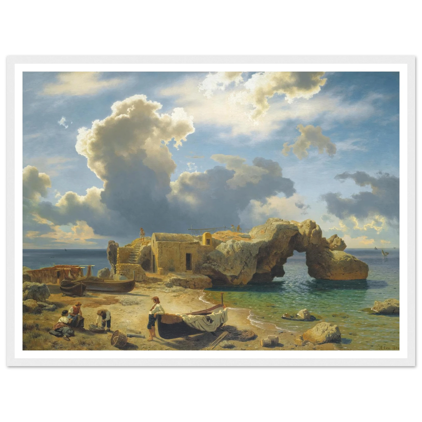 Capri ( 1864) Art Print | August Wilhelm Leu - Framed Poster - 30x40 cm / 12x16″ - Black frame