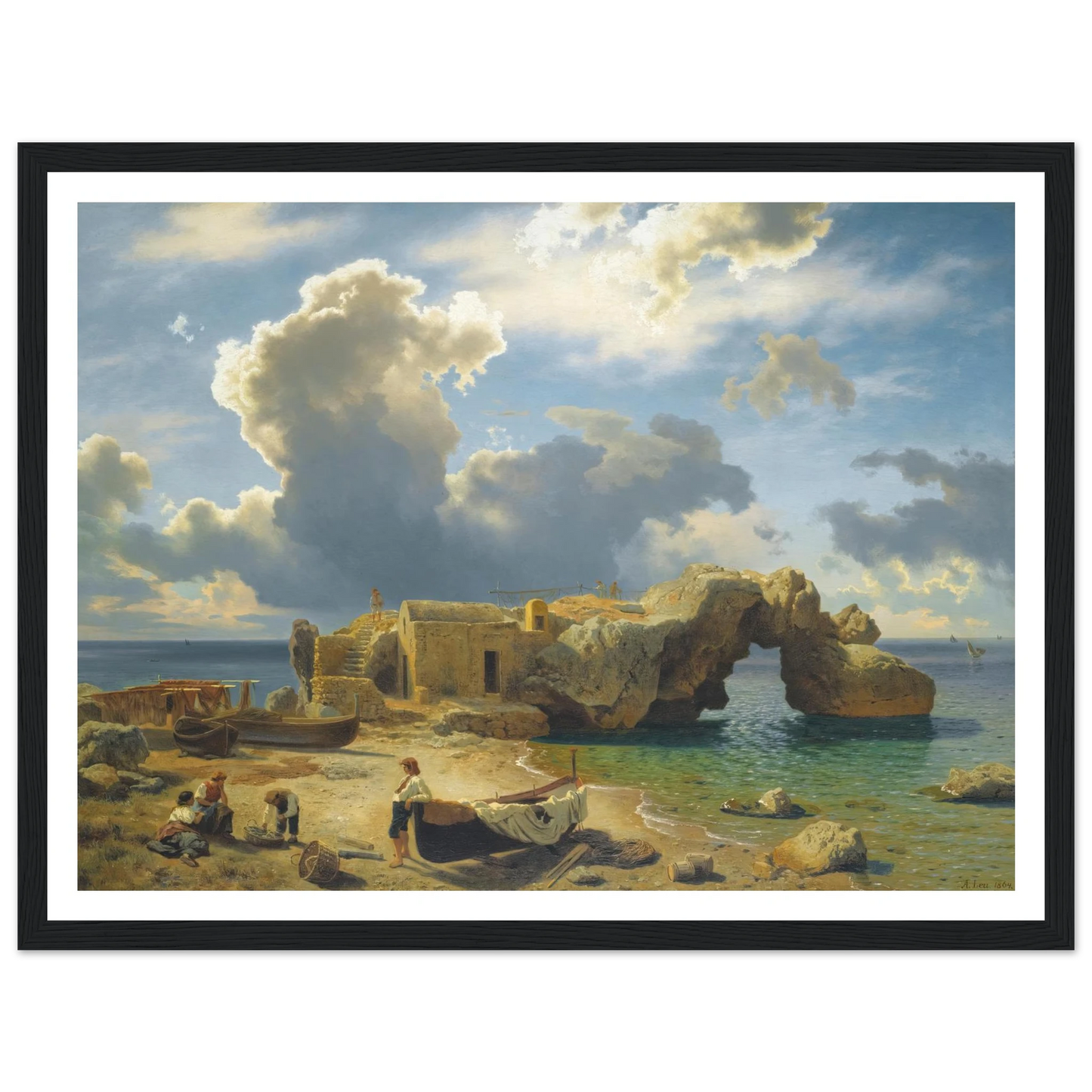 Capri ( 1864) Art Print | August Wilhelm Leu - Framed Poster - 30x40 cm / 12x16″ - Black frame