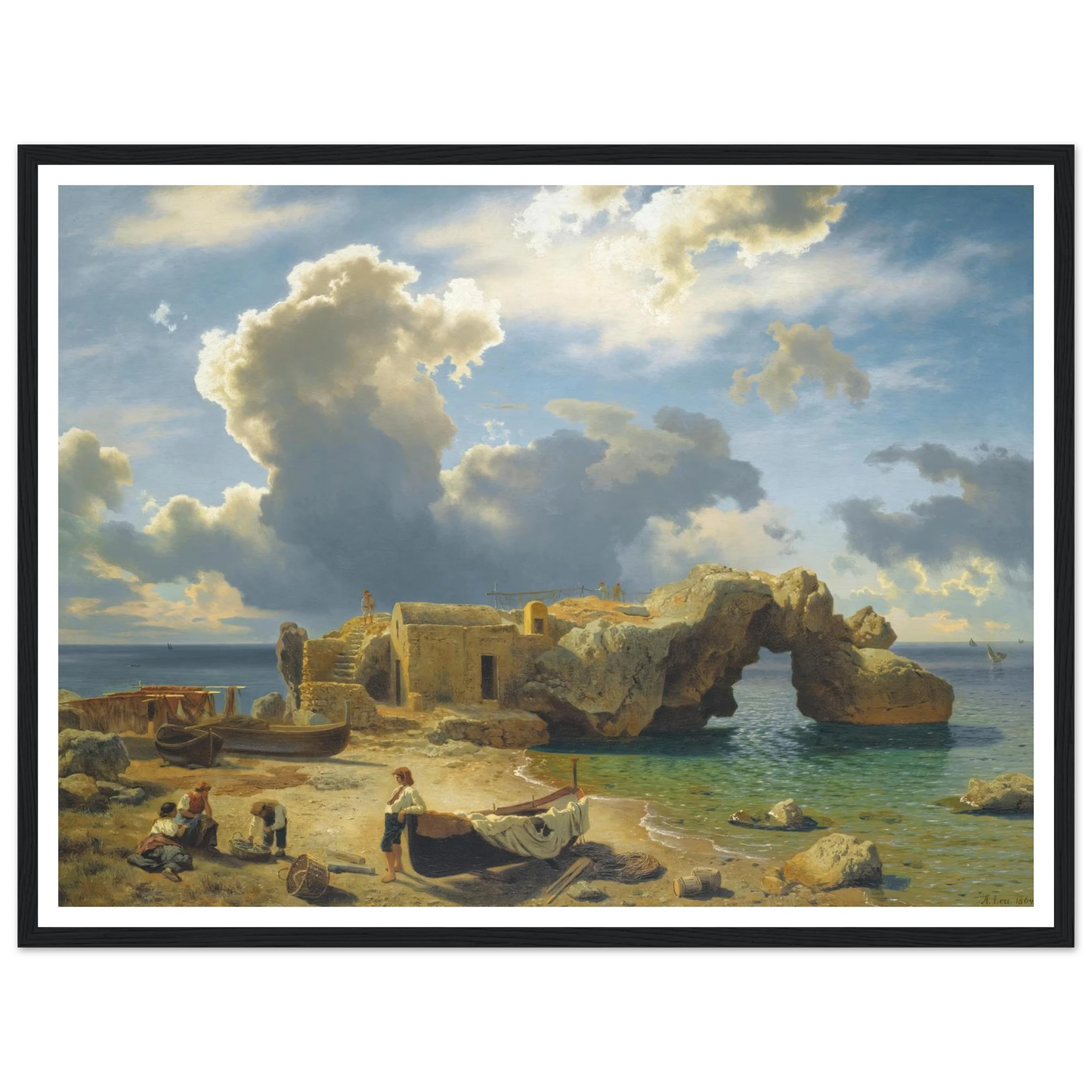 Capri ( 1864) Art Print | August Wilhelm Leu - Framed Poster - 30x40 cm / 12x16″ - Black frame