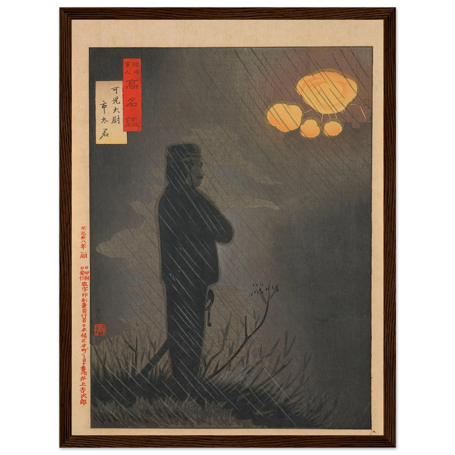 Captain Kani Ichita, from the Series ‘Mirror of Famous Army and Navy Men’ (1895) Art Print | Kobayashi Kiyochika - Framed Poster - 30x40 cm / 12x16″ - Black frame