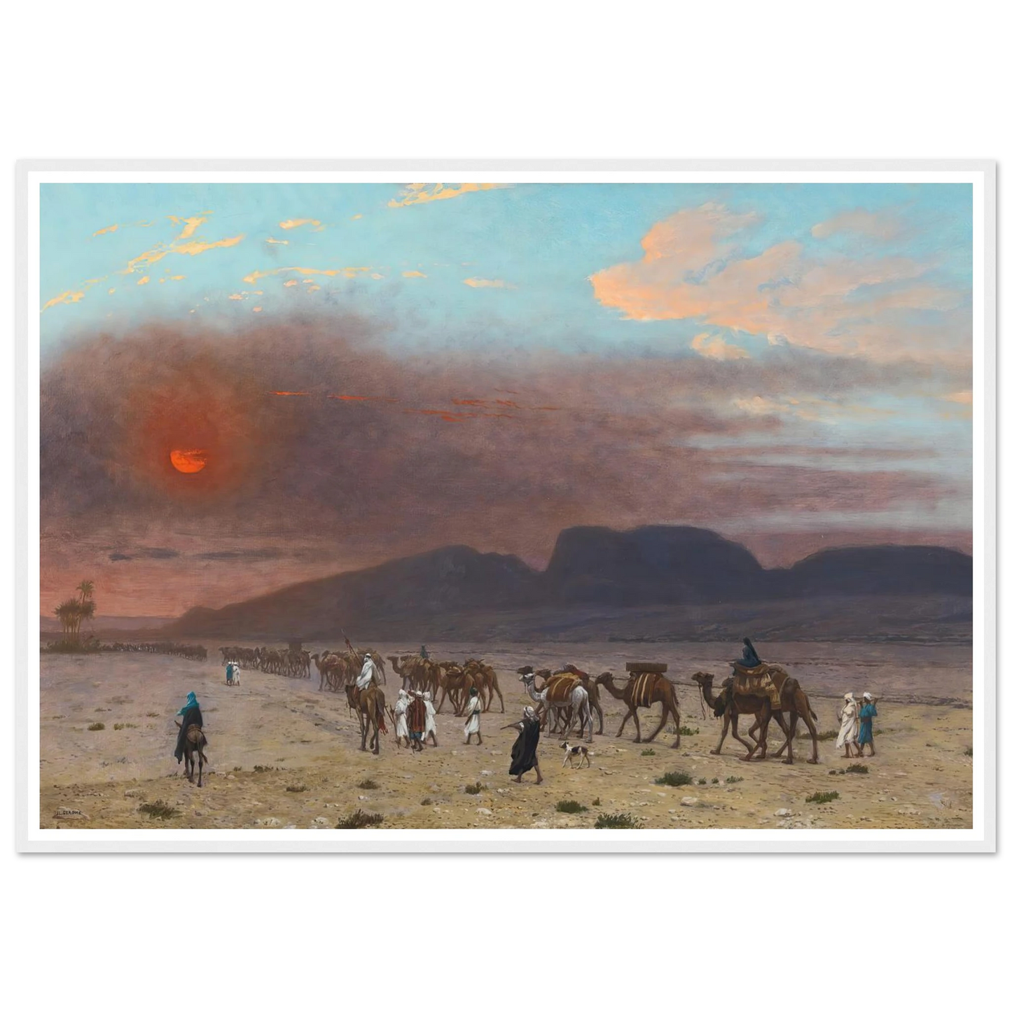 Caravane Dans Le Desert Art Print | Jean Leon Gerome - Framed Poster - 30x40 cm / 12x16″ - Black frame