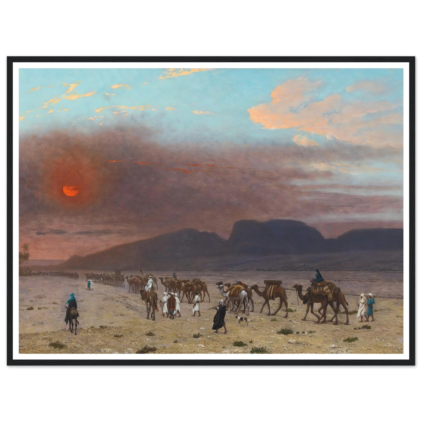 Caravane Dans Le Desert Art Print | Jean Leon Gerome - Framed Poster - 30x40 cm / 12x16″ - Black frame