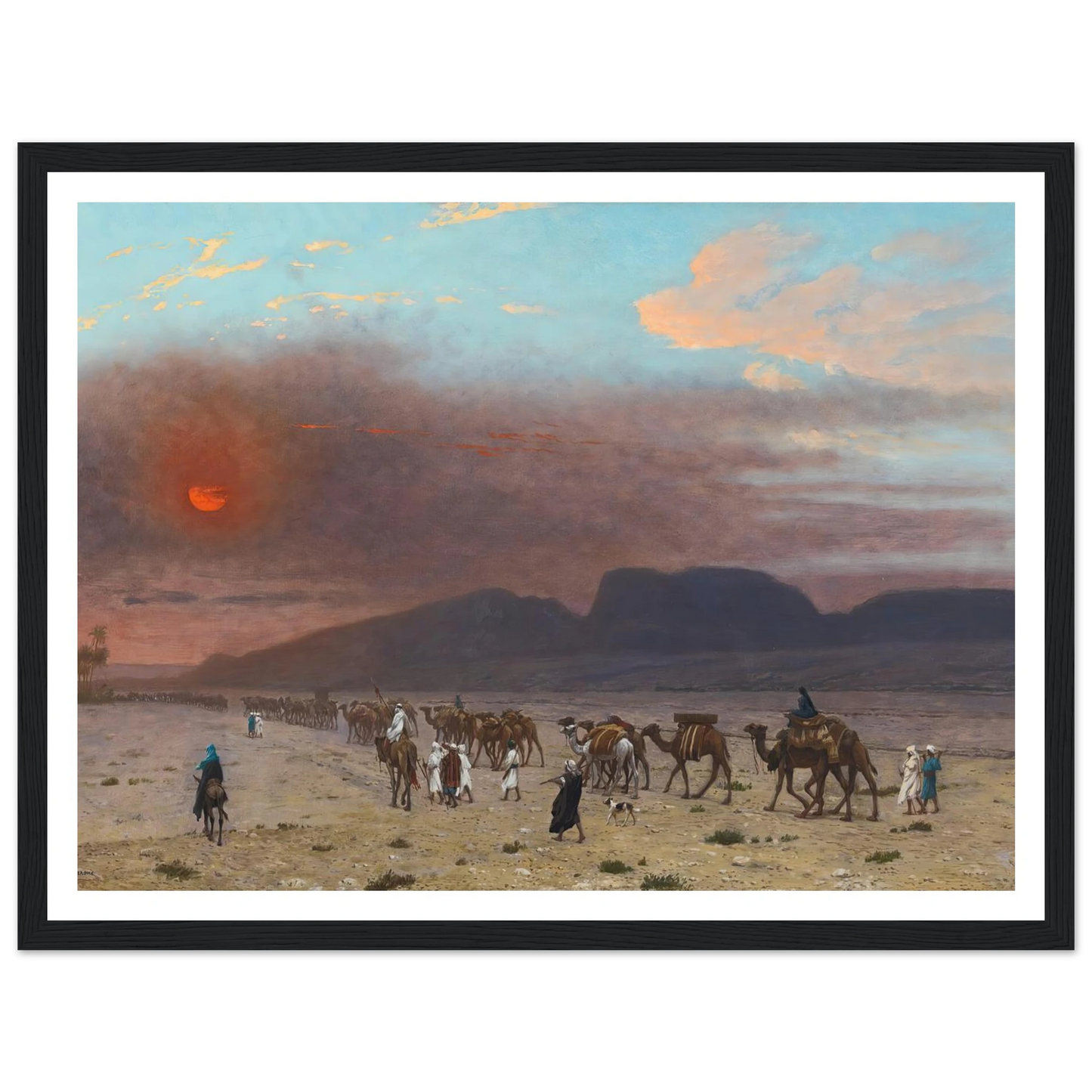 Caravane Dans Le Desert Art Print | Jean Leon Gerome - Framed Poster - 30x40 cm / 12x16″ - Black frame