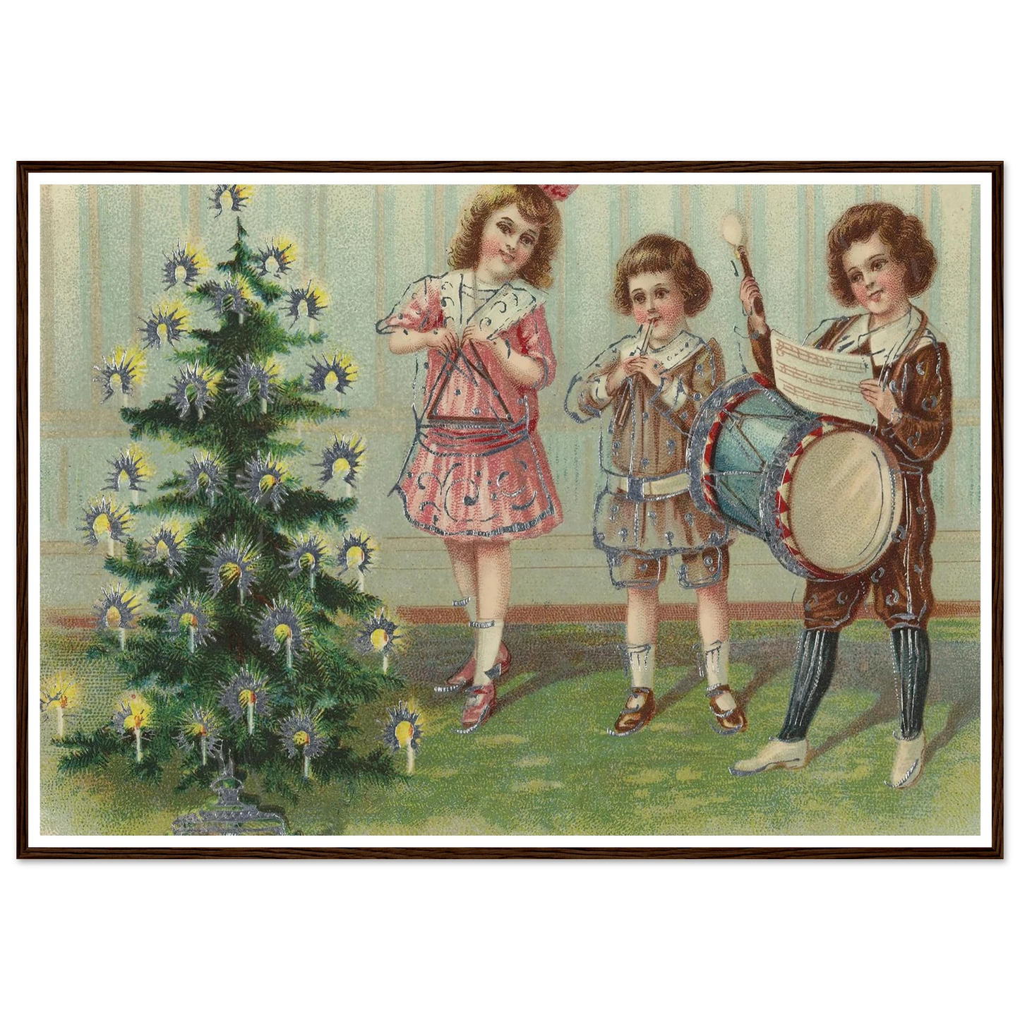 Carolers By The Pine - Framed Poster - 30x40 cm / 12x16″ - Black frame